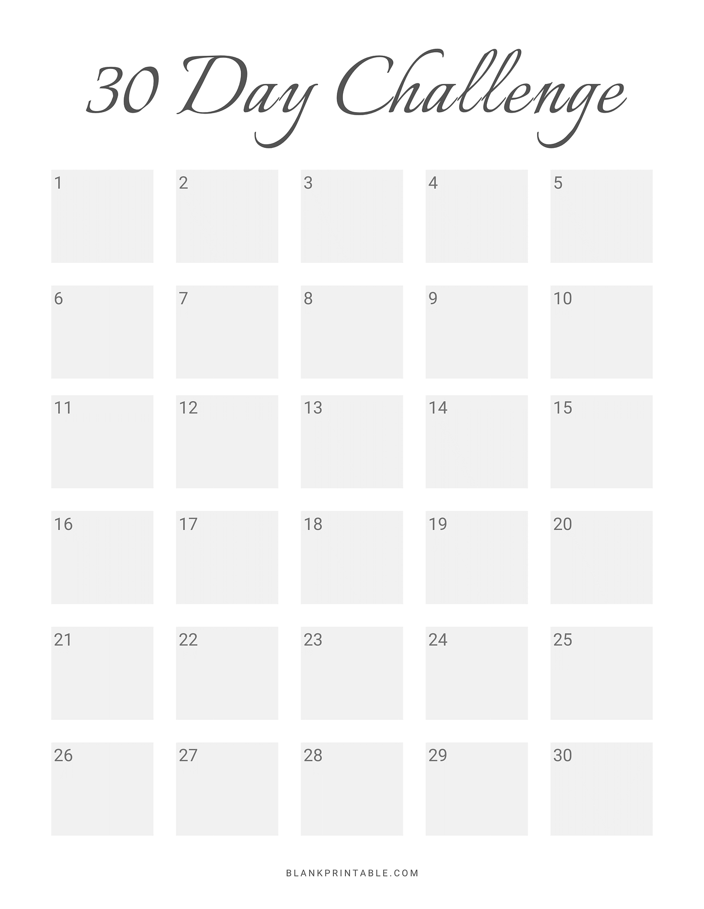 Calendar 30 Days Printable