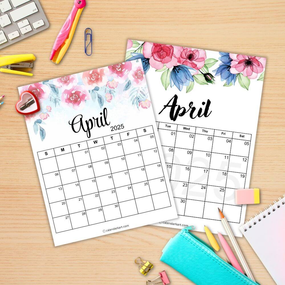 Free Printable April 2025 Calendars 30 Free Printable PDF