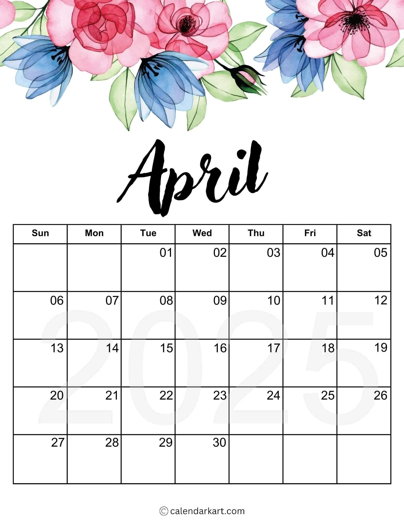 Free Printable April 2025 Calendars 30 Free Printable PDF