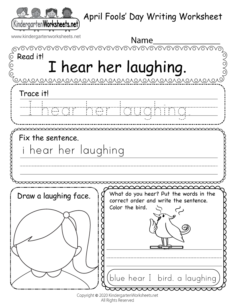 Free Printable April Fools Day Writing Worksheet