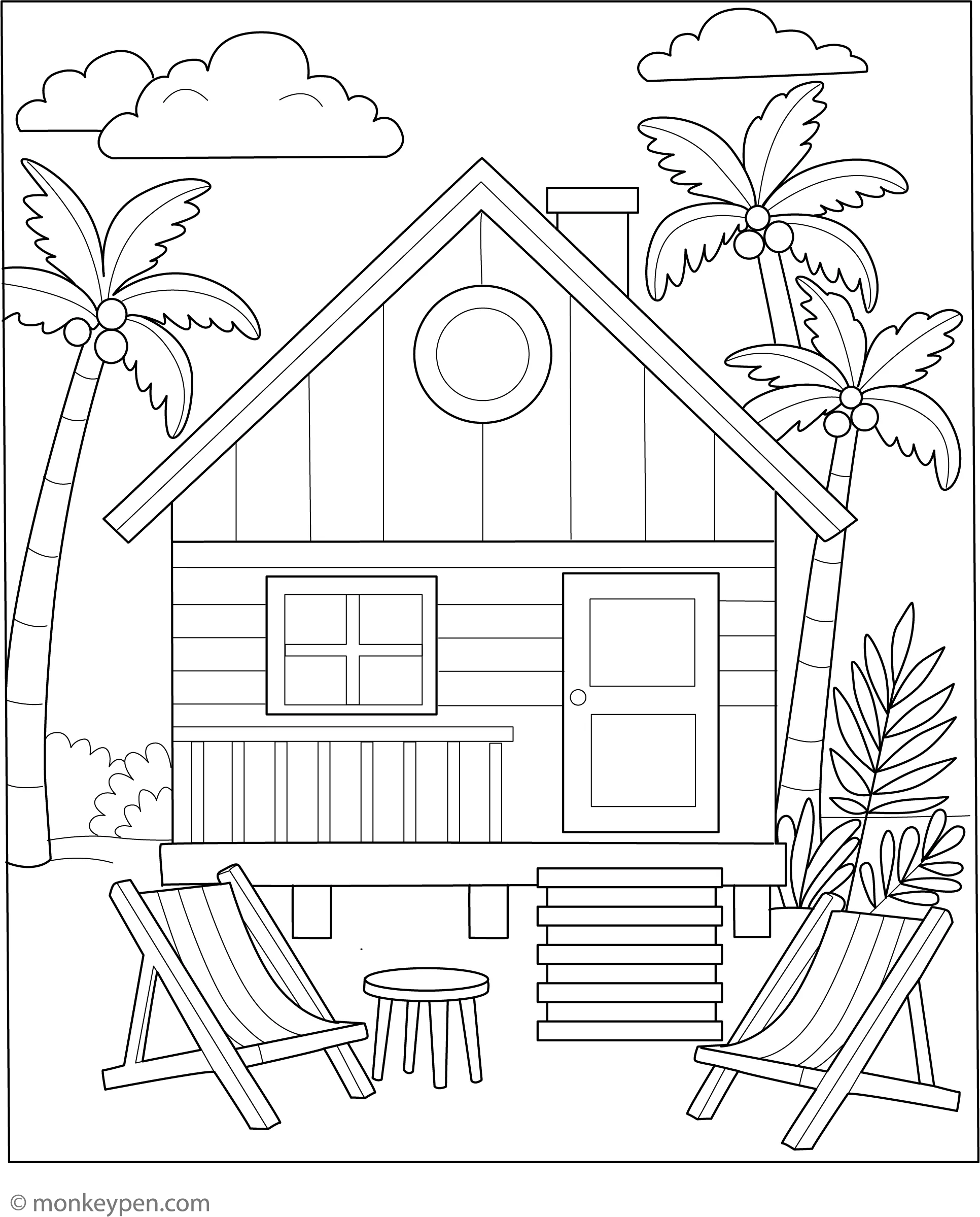 Free Printable Beach House Coloring Sheet Fun For Kids