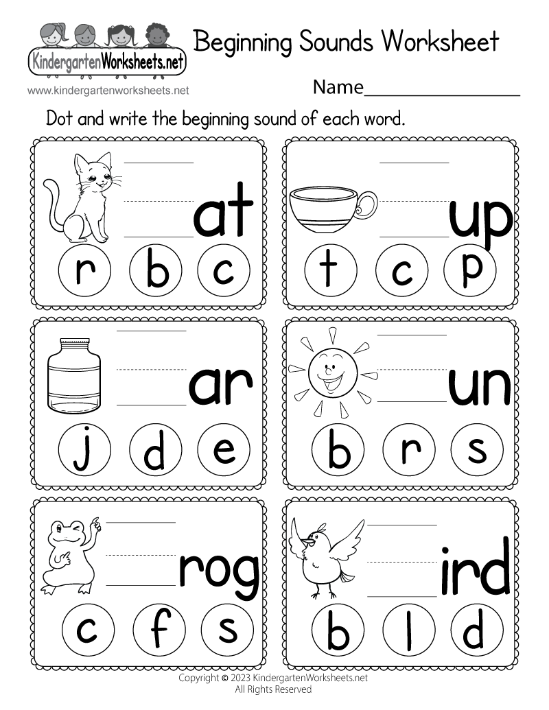 Beginning Sounds Printable Worksheets