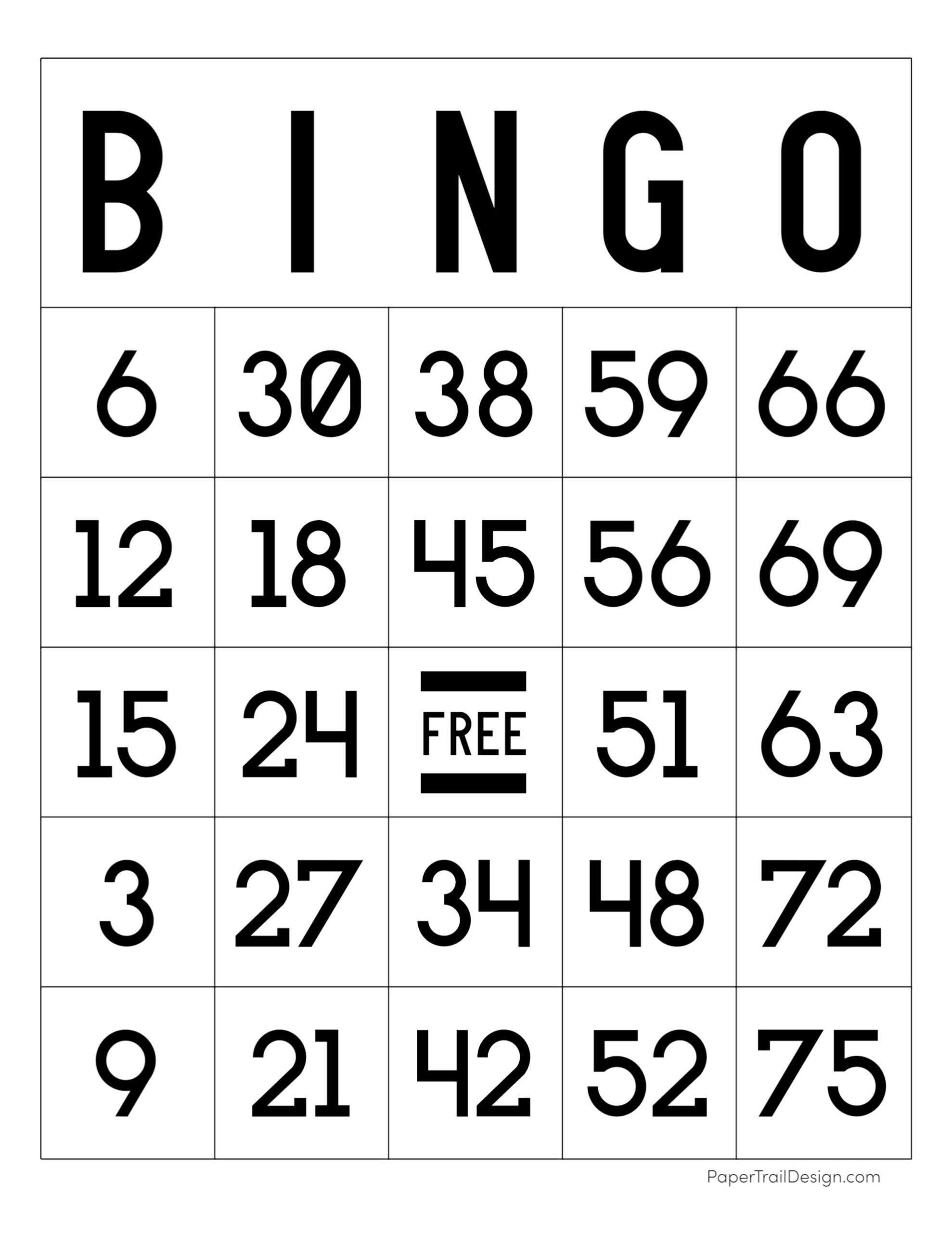 Printable Bingo Call Sheet 1 75