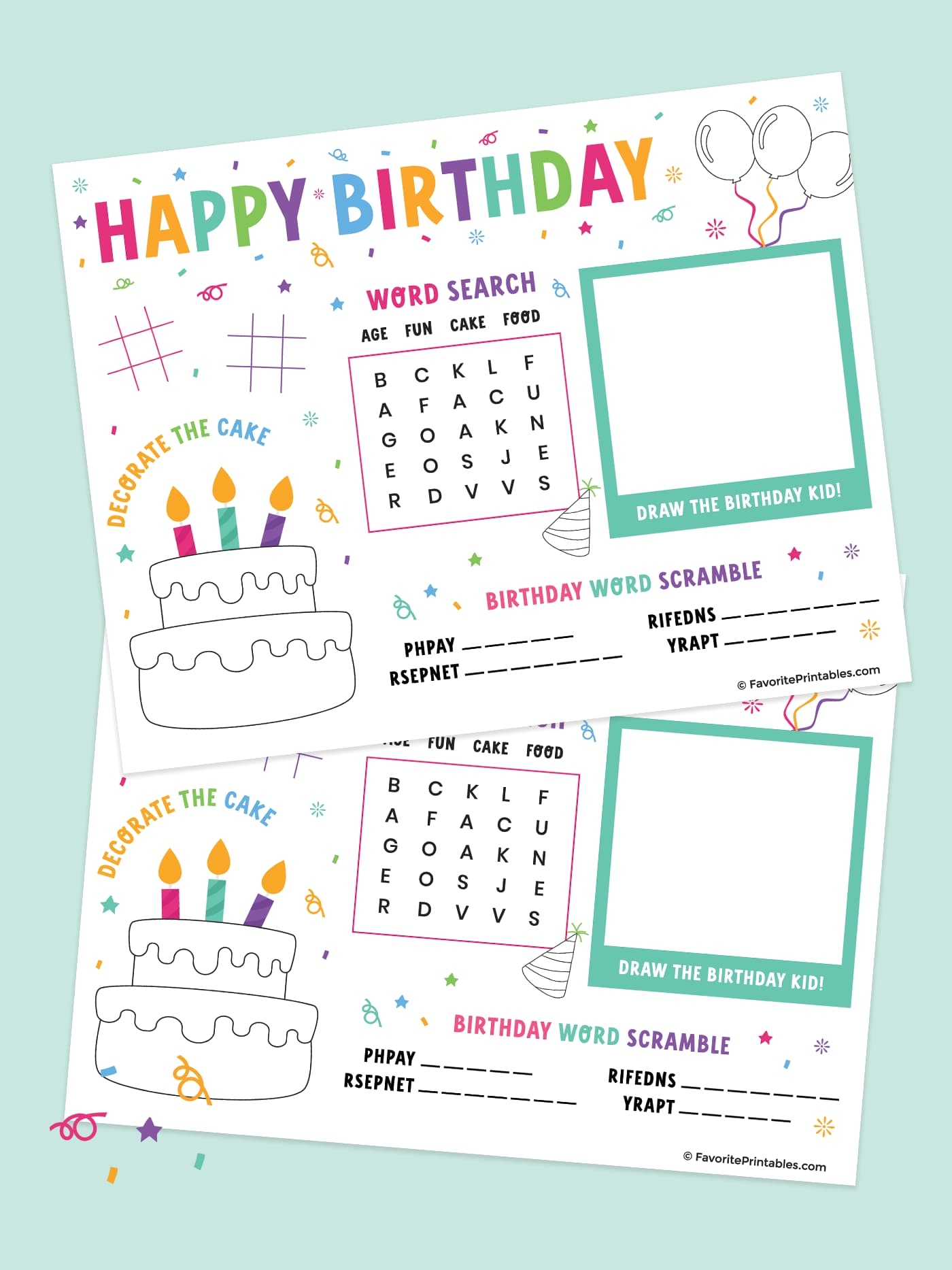Free Printable Birthday Activity Sheet Favorite Printables