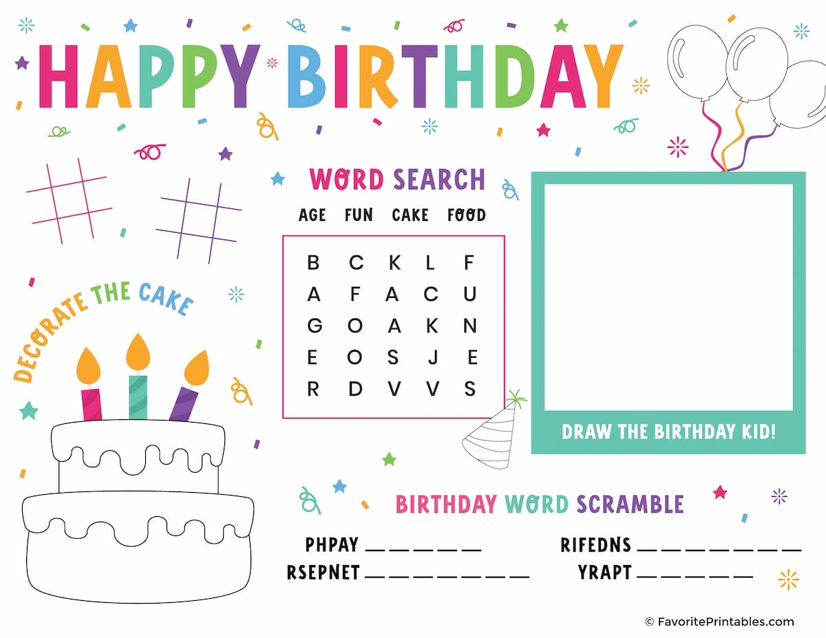 Free Printable Birthday Worksheets