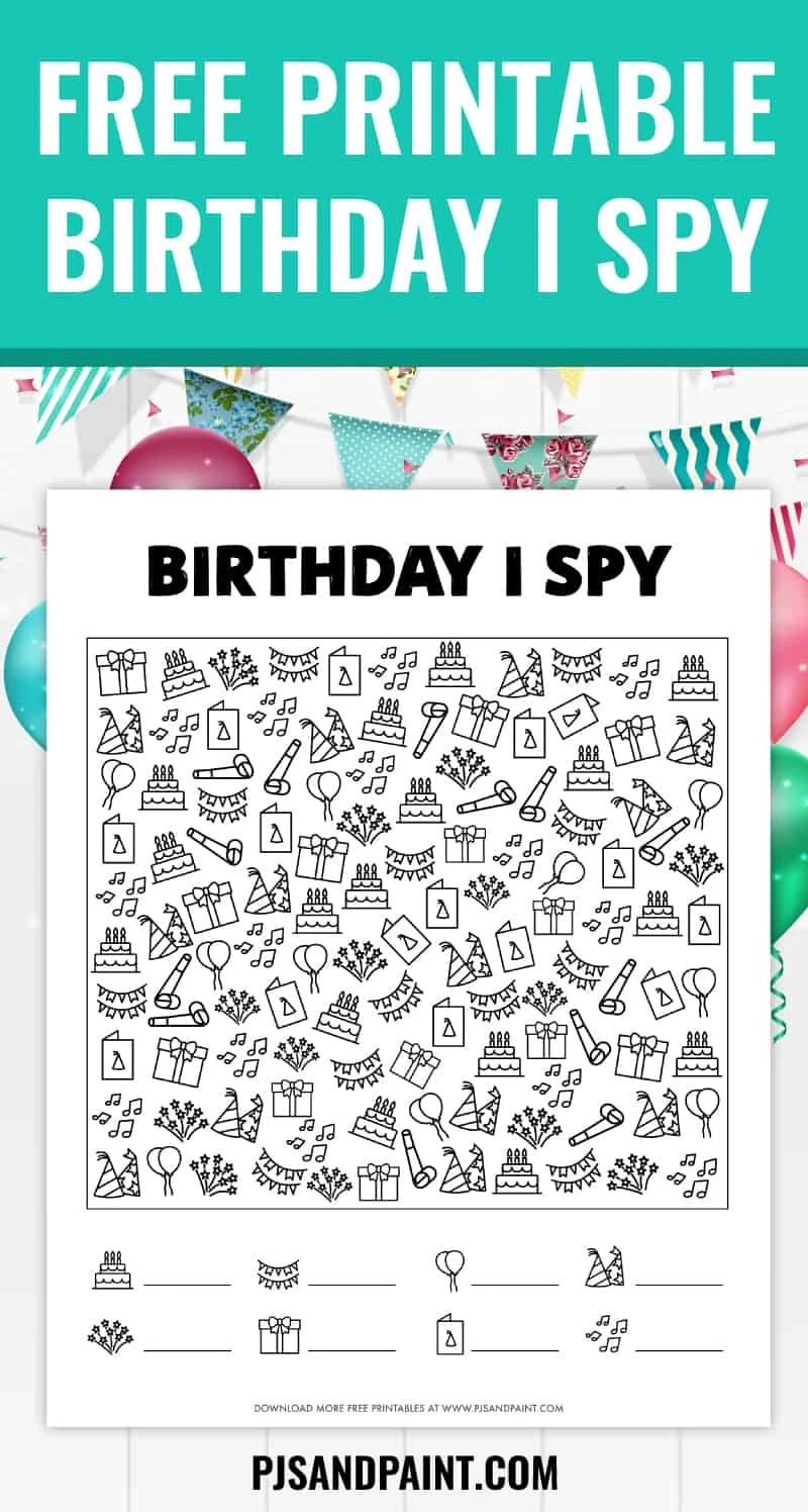 Free Printable Birthday I Spy Game For Kids Pjs And Paint