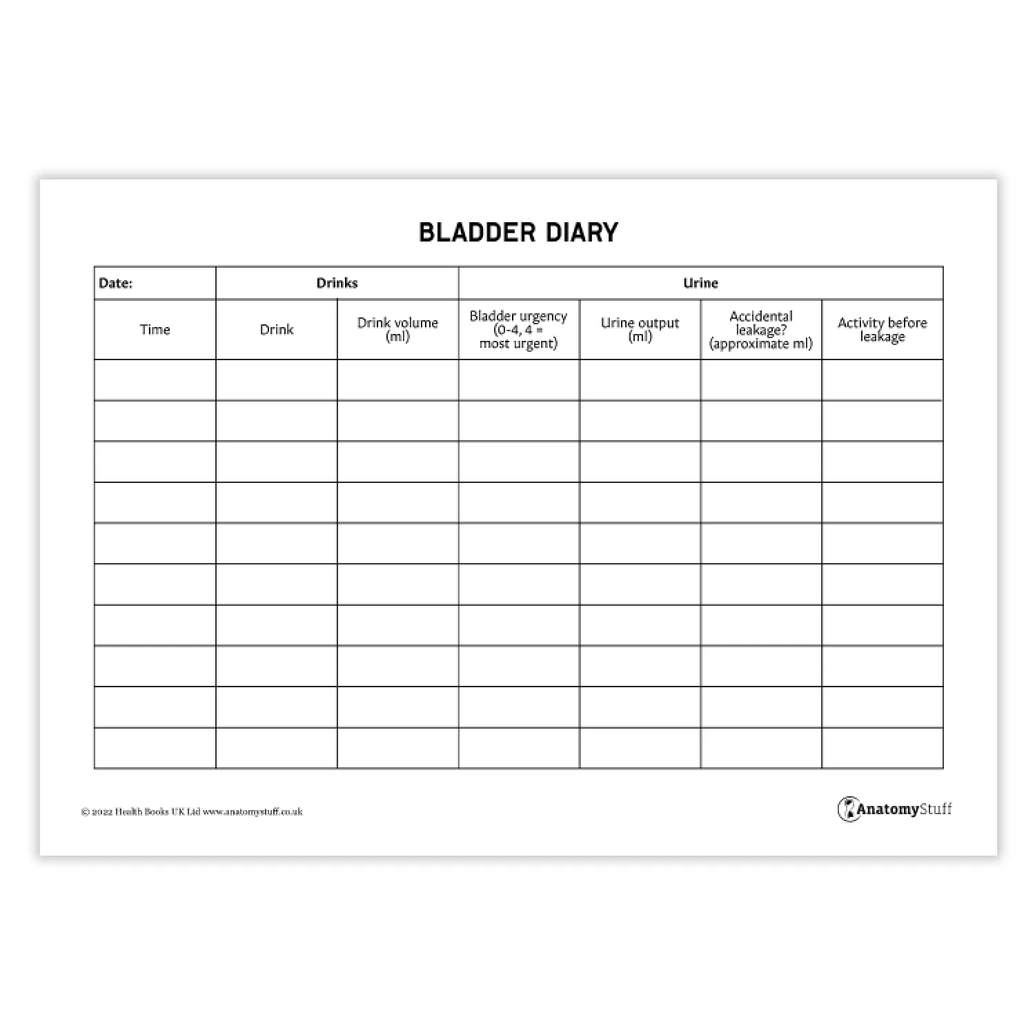 Free Printable Urine Output Chart