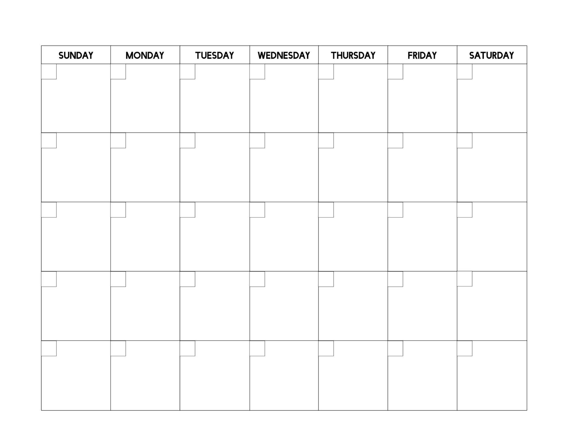 Printable Calendar Blank Template