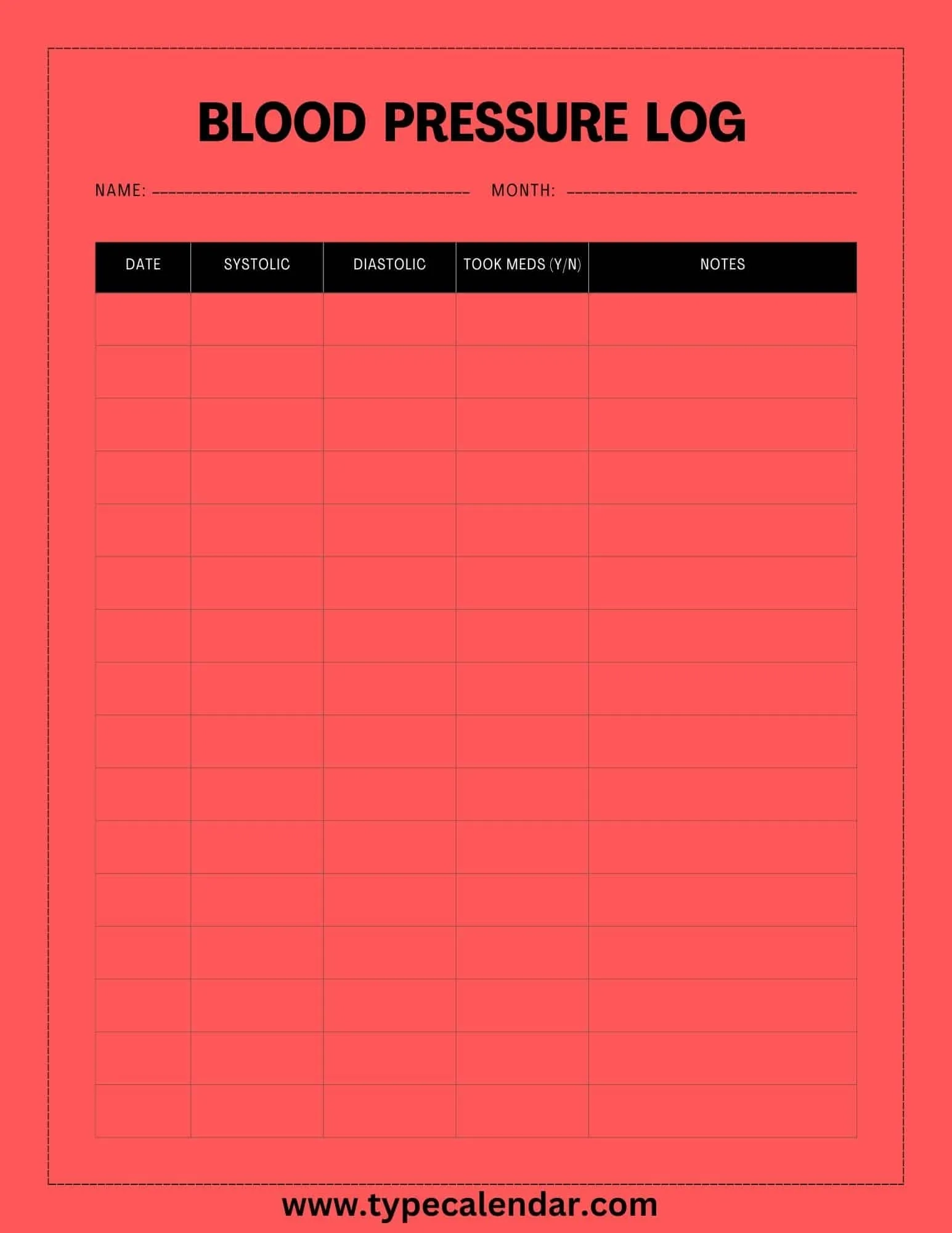 Free Printable Blood Pressure Log Templates PDF Excel Sheet