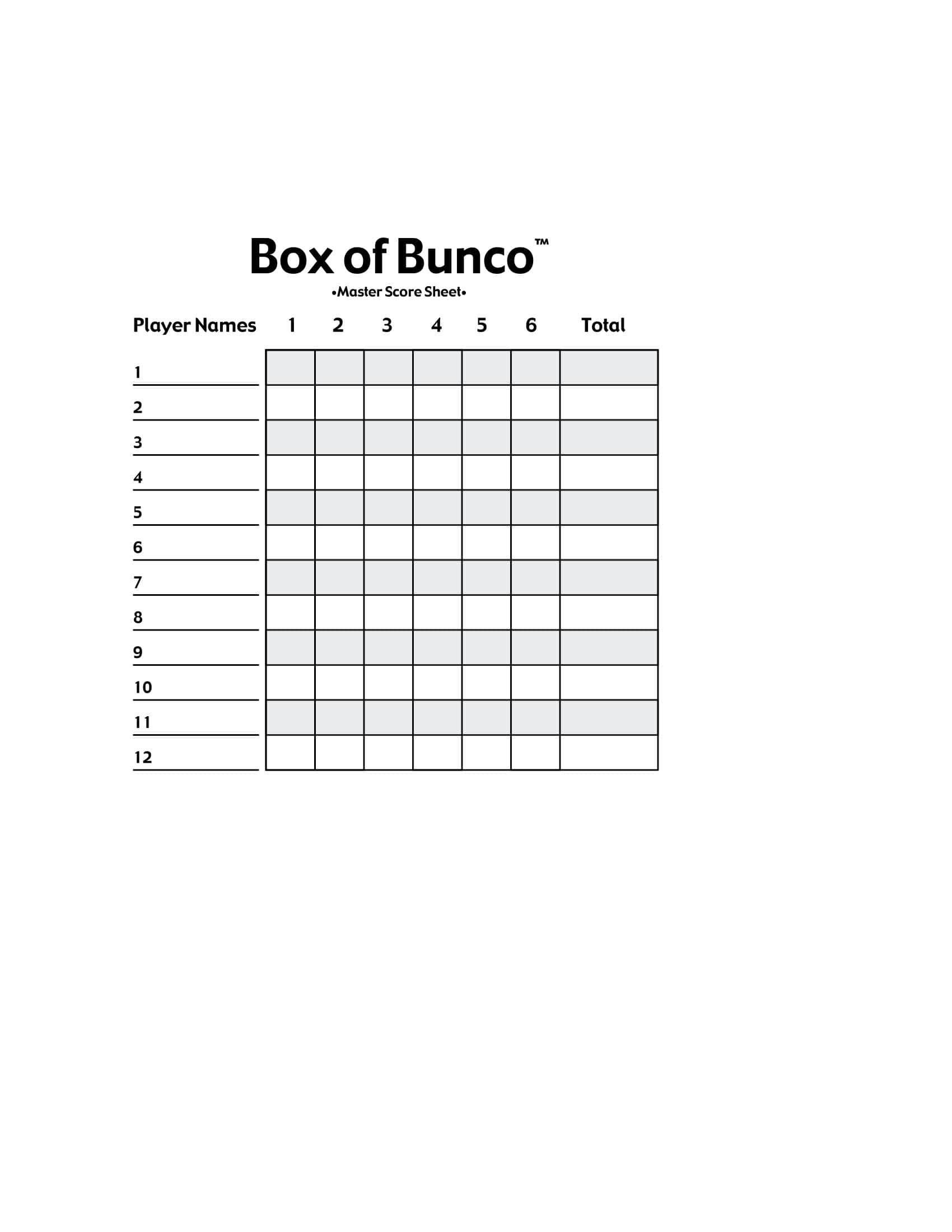 Free Printable Bunco Score Sheet Templates PDF Word 
