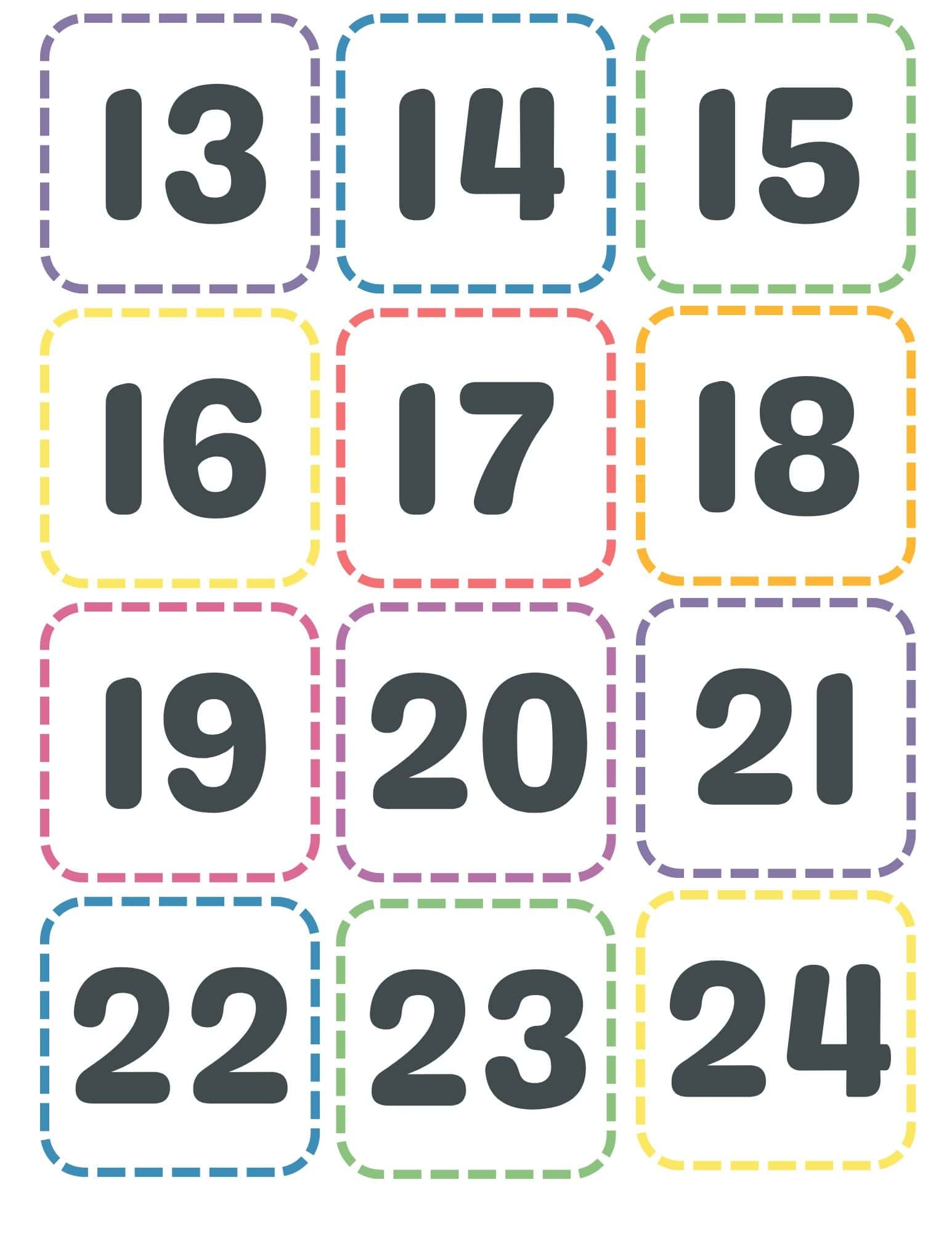 Printable Calendar Numbers Free