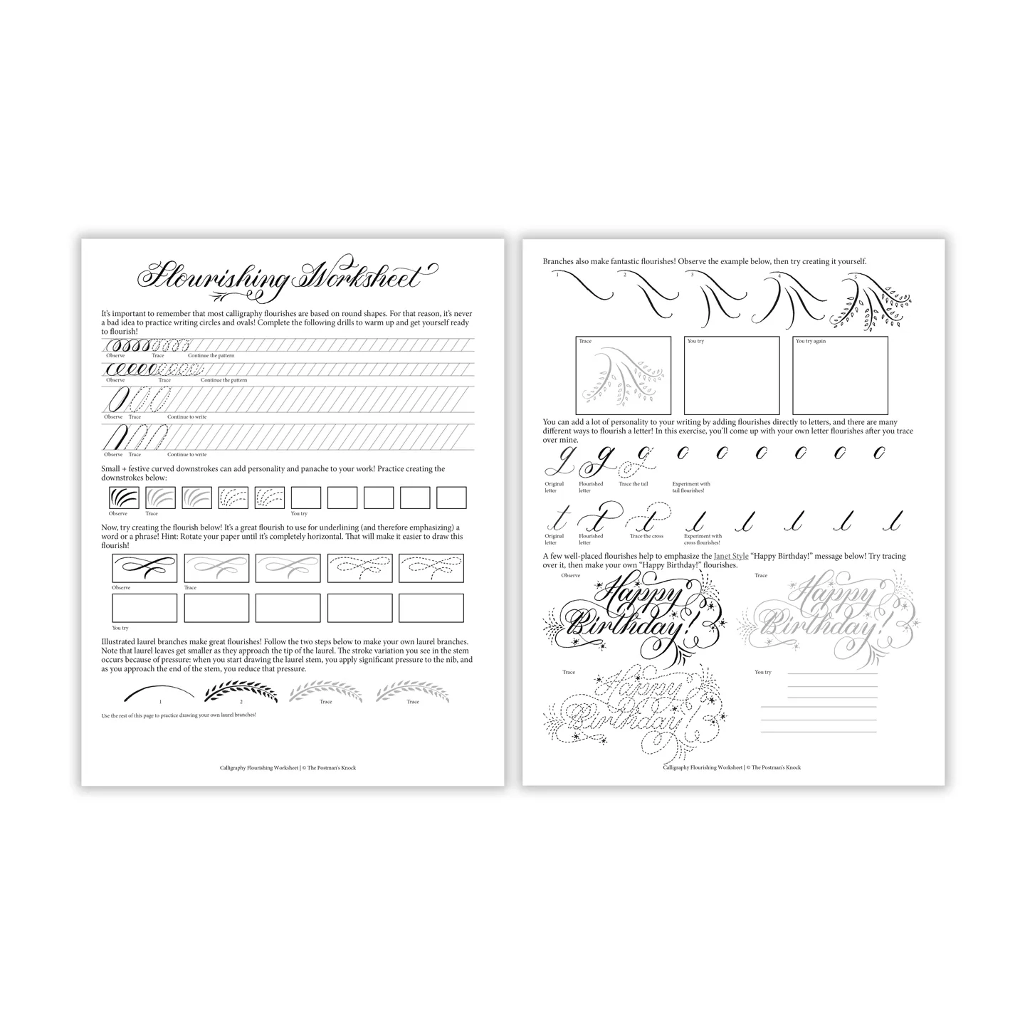 Free Printable Calligraphy Flourishing Worksheet The Postman s Knock Free Printable Calligraphy Flourishing Worksheet The Postman s Knock