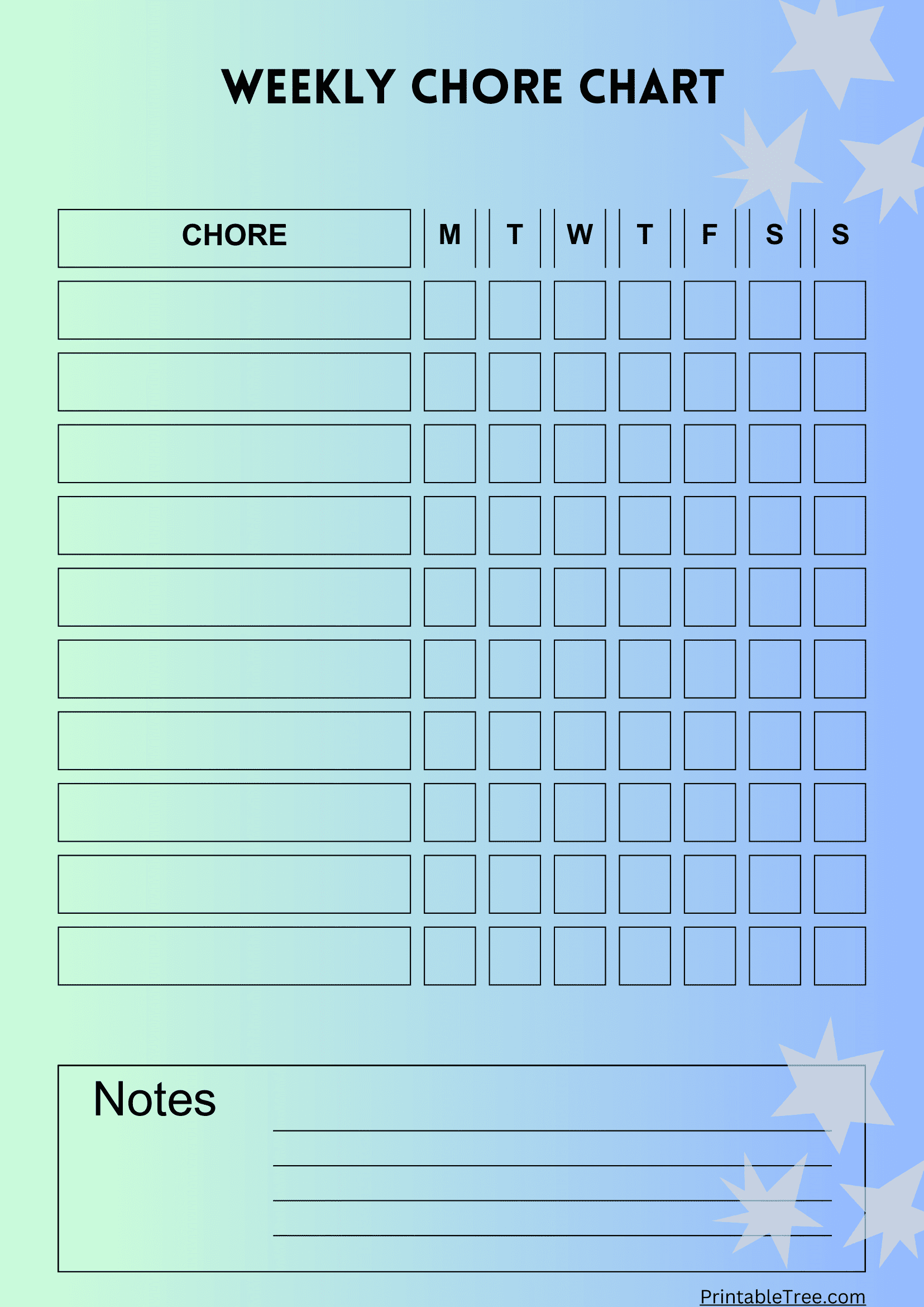 Editable Printable Chore Chart