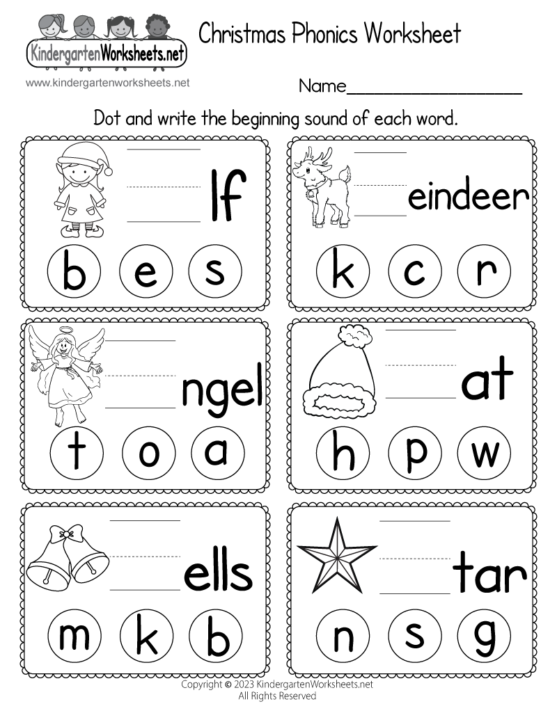 Free Printable Christmas Phonics Worksheets