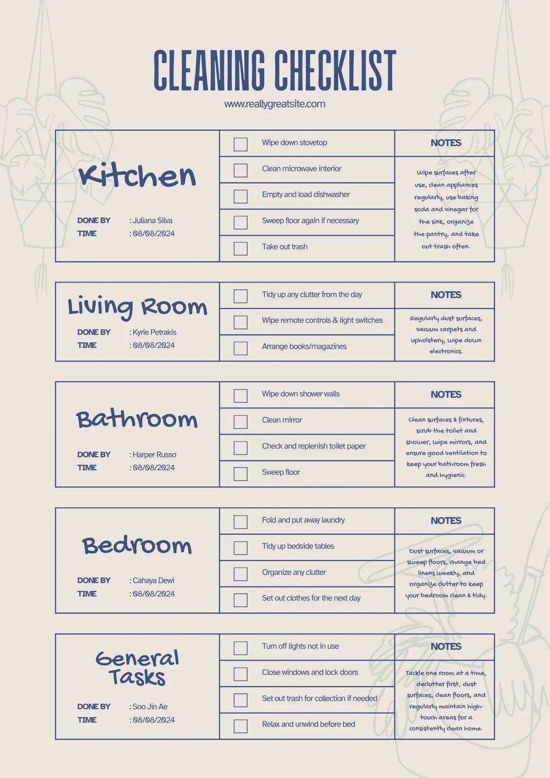 Cleaning Charts Printable
