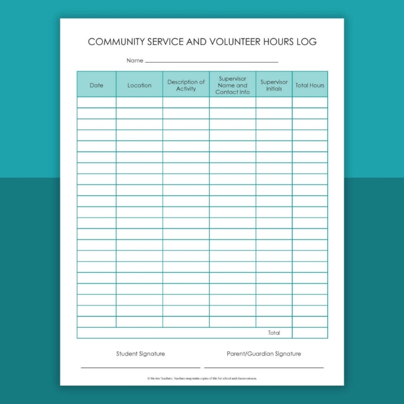 Free Printable Community Service Log Bundle Free Printable Community Service Log Bundle