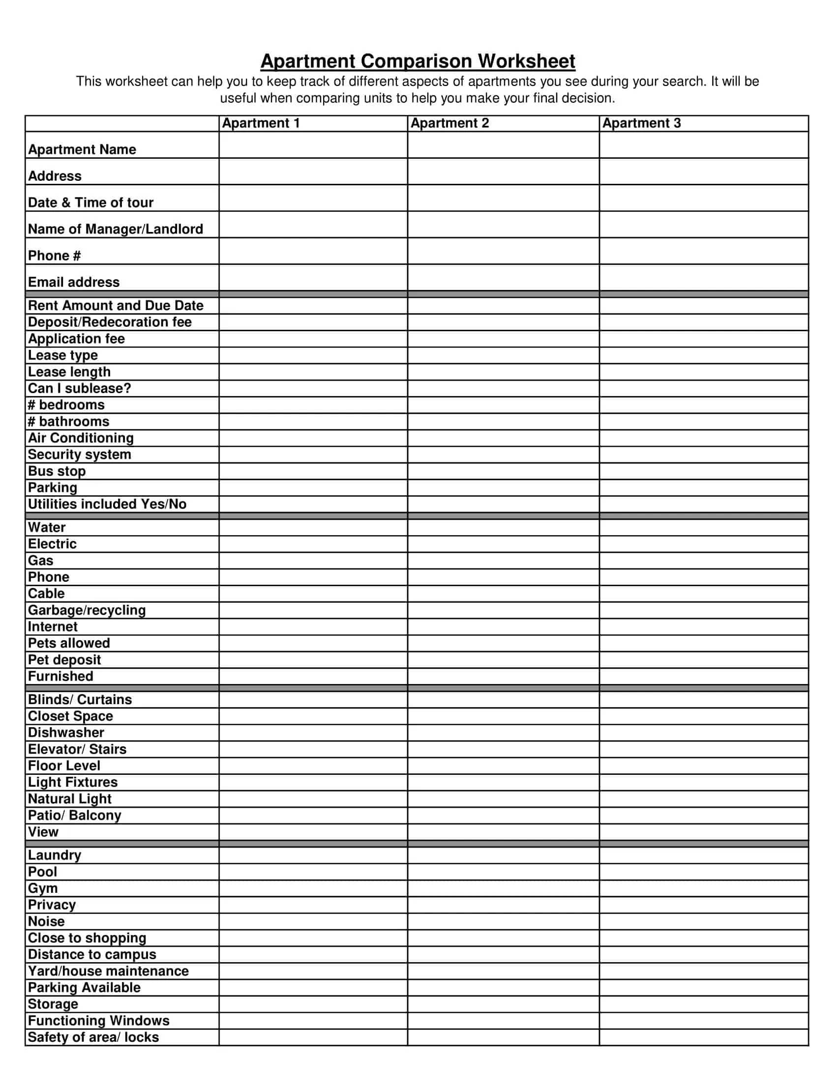 Free Printable Comparison Chart Templates PDF Word Excel Powerpoint 