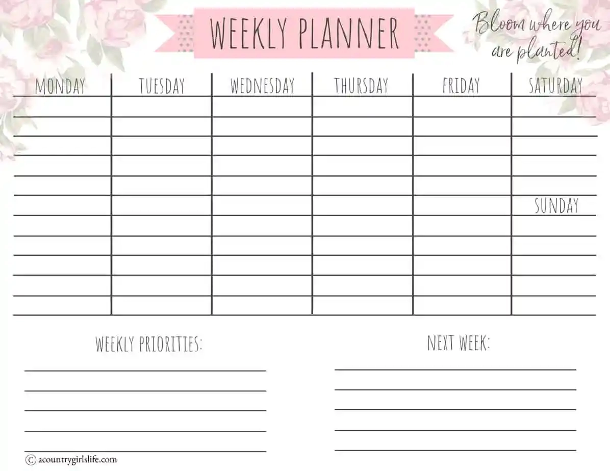 FREE Printable Daily Planner FREE Matching Monthly Weekly Calendars A Country Girl s Life