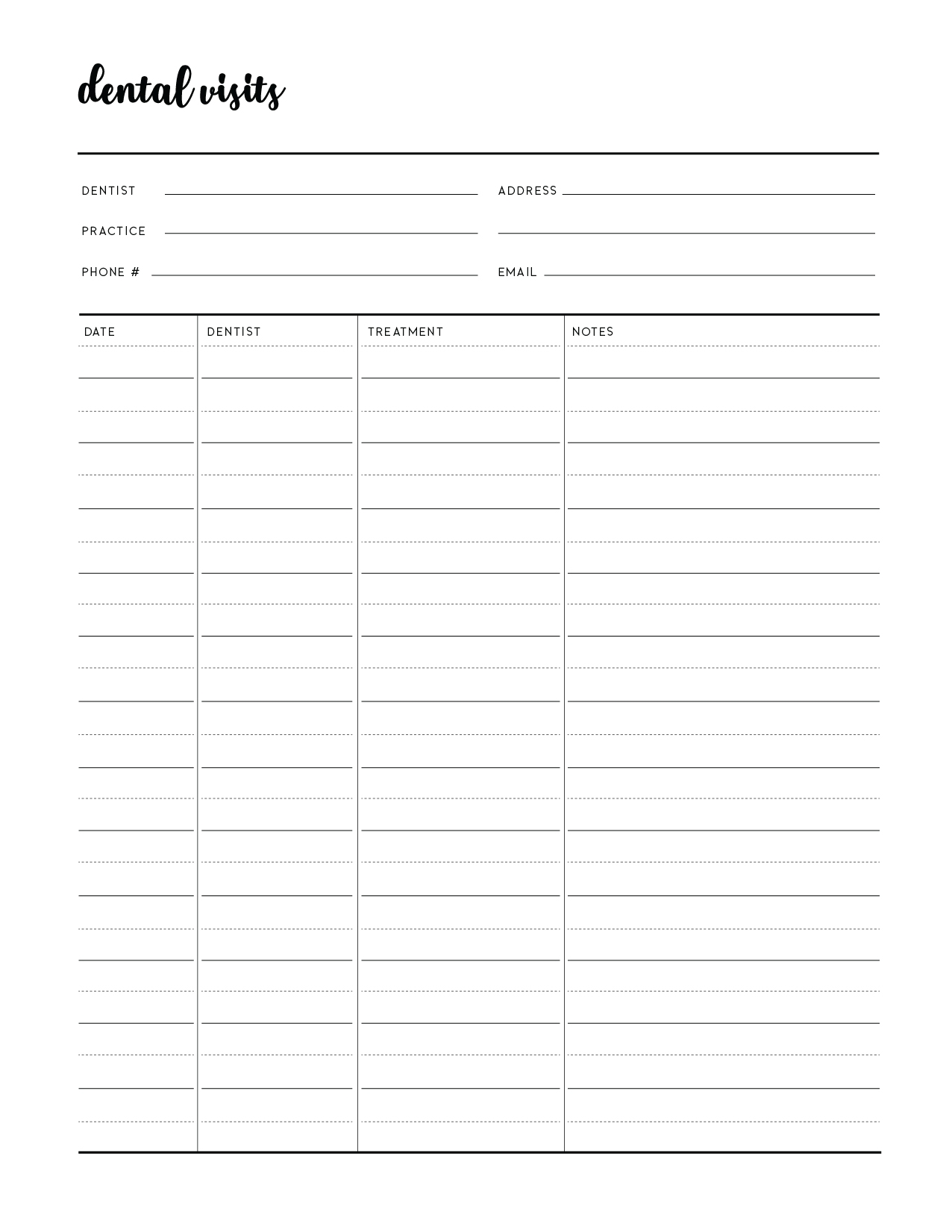 Free Printable Record Keeping Sheets