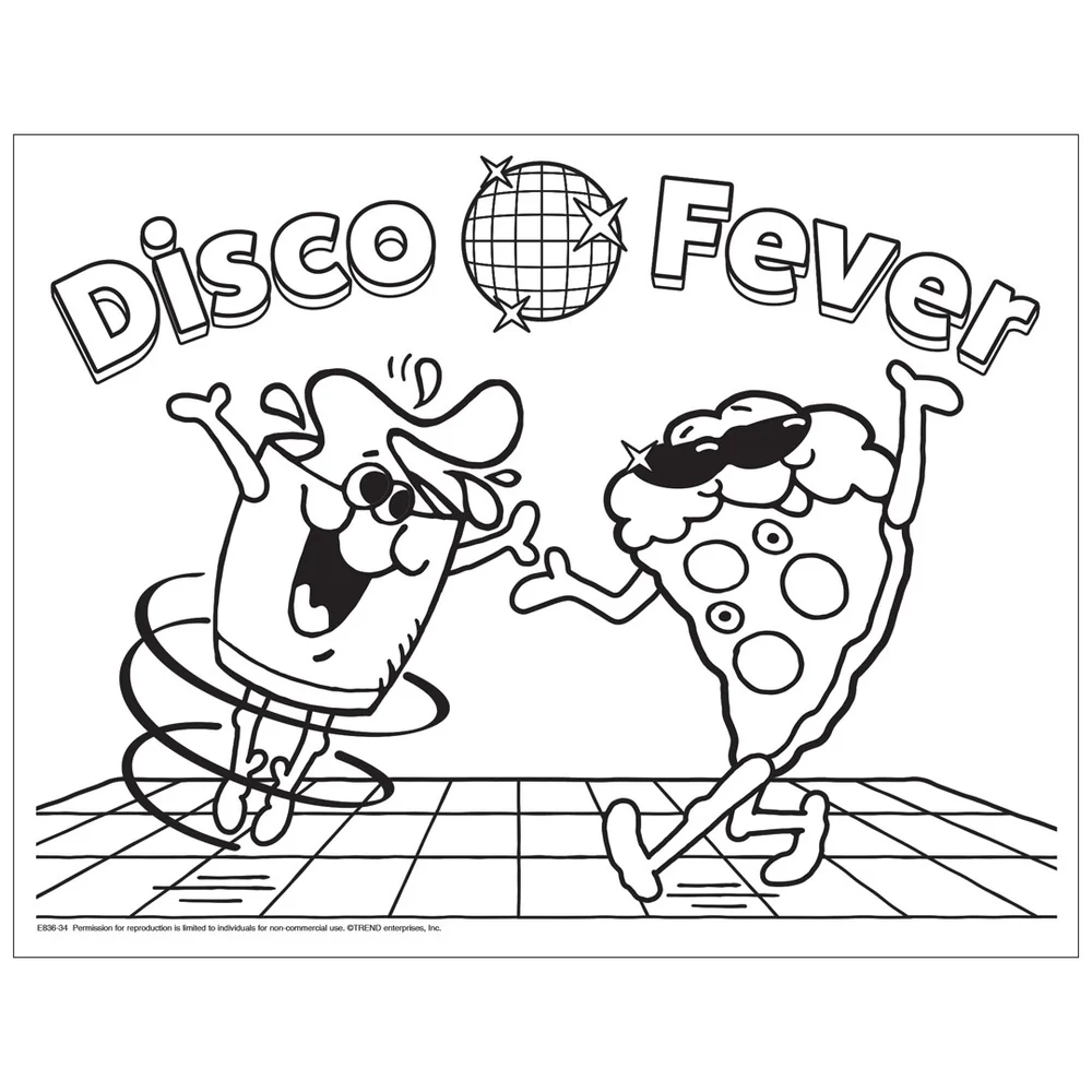 Free Printable Disco Fever Retro Stinky Stickers Coloring Sheet TREND Enterprises Inc 