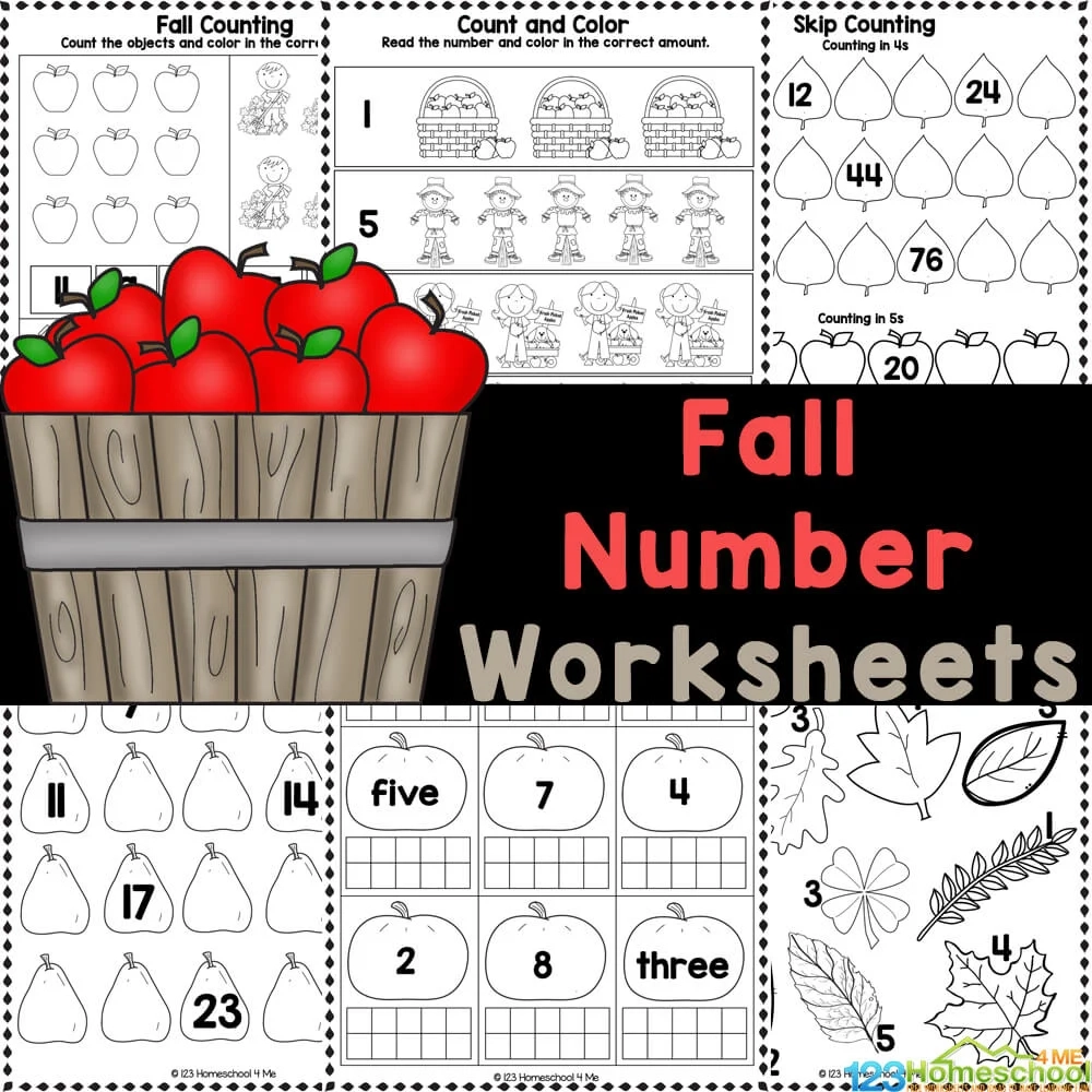 FREE Printable Fall Math Number Worksheets For Preschool U0026 Kindergarten