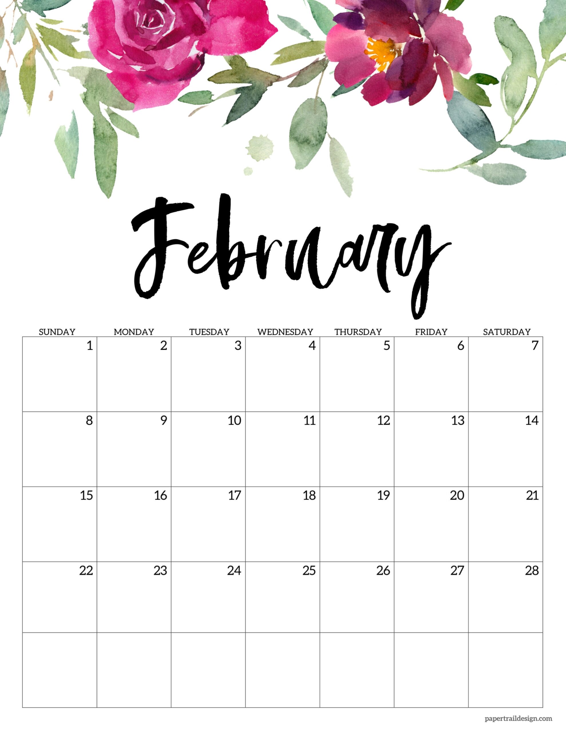 Free Printable Floral Calendar 2026 Paper Trail Design Free Printable Floral Calendar 2026 Paper Trail Design
