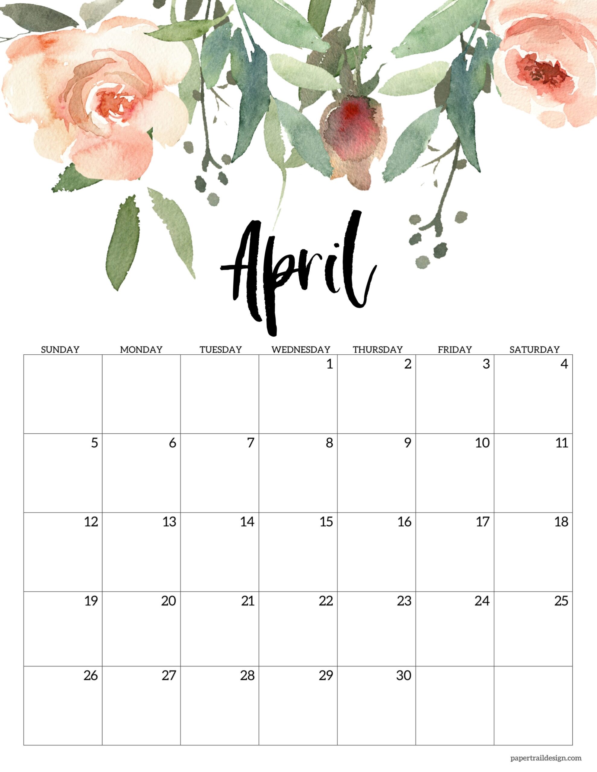 2026 April Calendar Printable