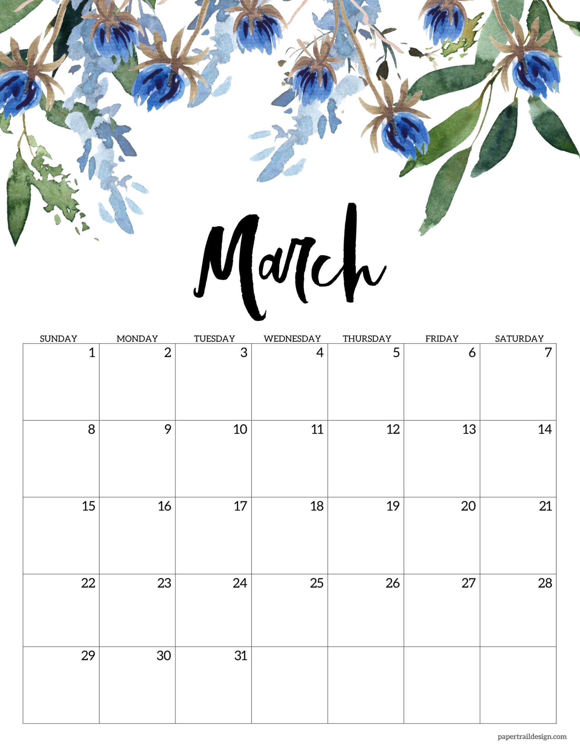 Free Printable March 2026 Calendar