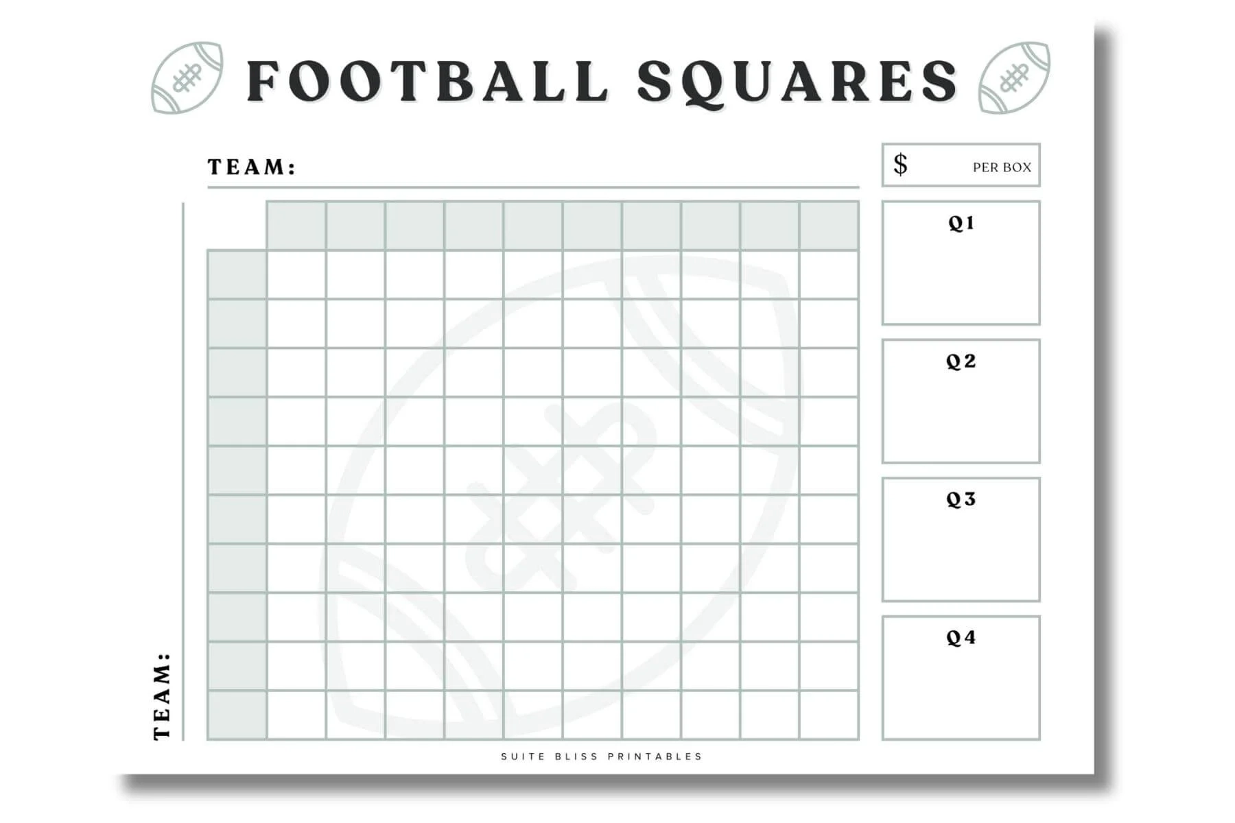 Free Printable Football Squares PDF For Game Day Fun 