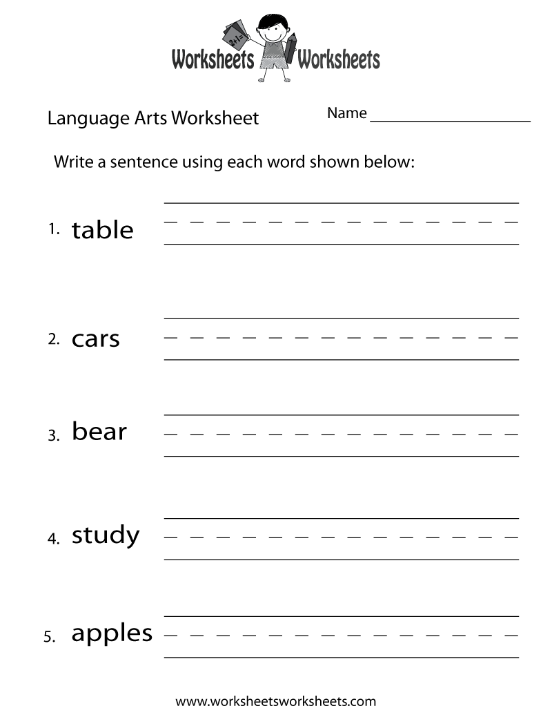 Free Printable Fun Language Arts Worksheet