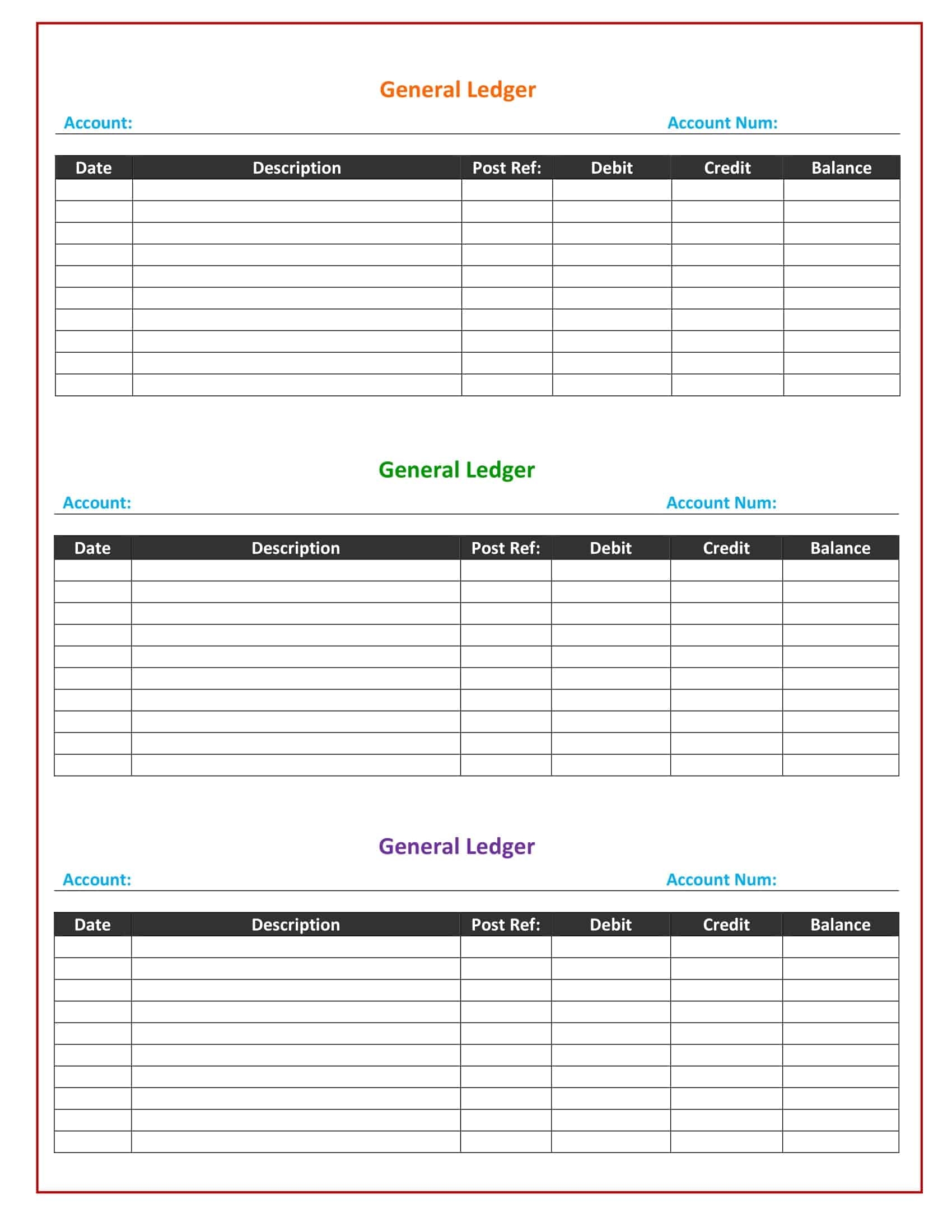 Free Printable General Ledger Templates Word Excel PDF Small Business