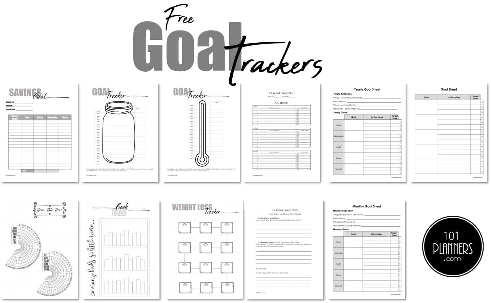 Free Printable Goal Chart Templates Trackers Instant Download