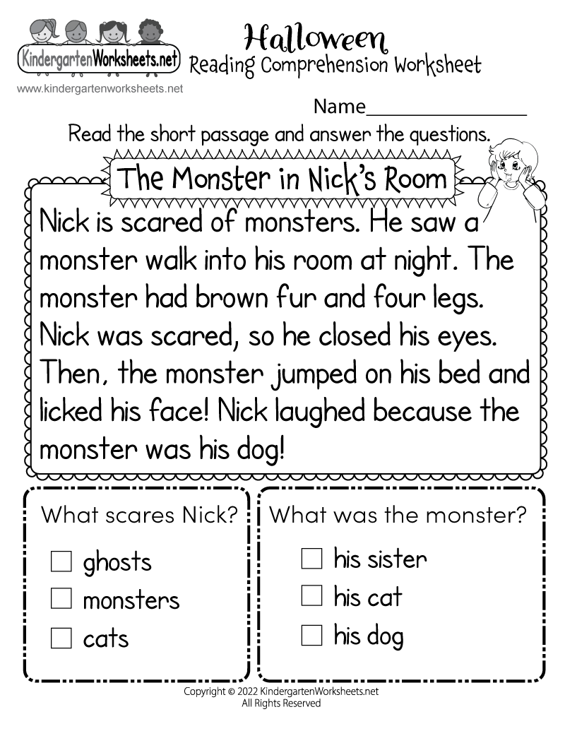 Free Printable Halloween Reading Comprehension Worksheet Free Printable Halloween Reading Comprehension Worksheet