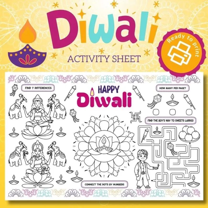 Free Printable Happy Diwali Activity Sheet Fun For Classrooms And Home