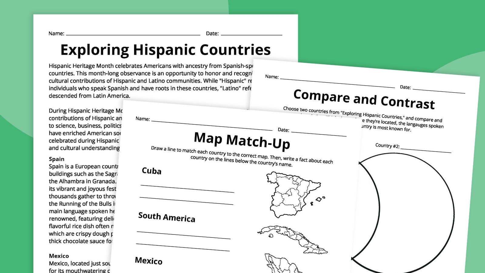 Printable Hispanic Heritage Worksheet