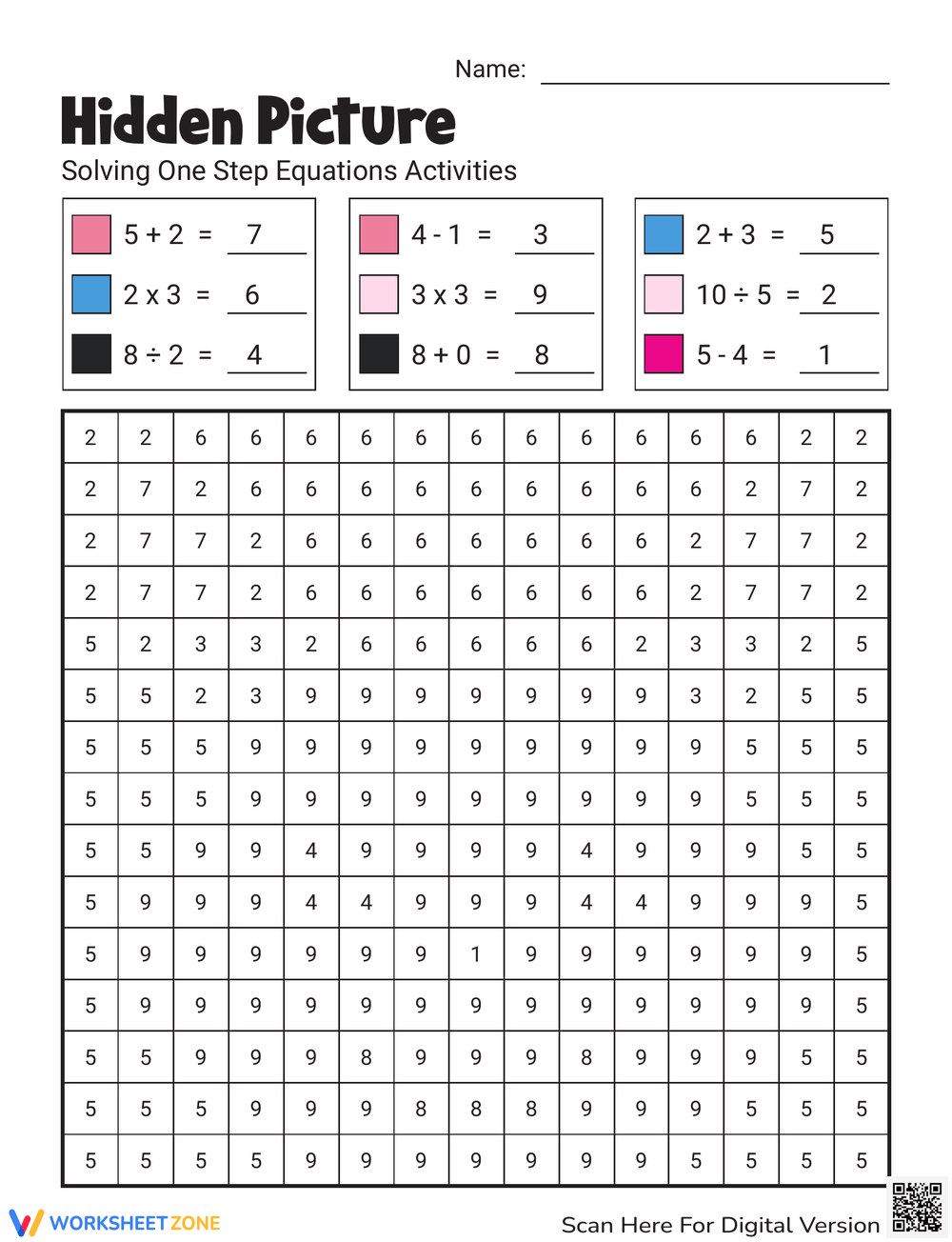 Free Printable Math Mystery Picture Worksheets