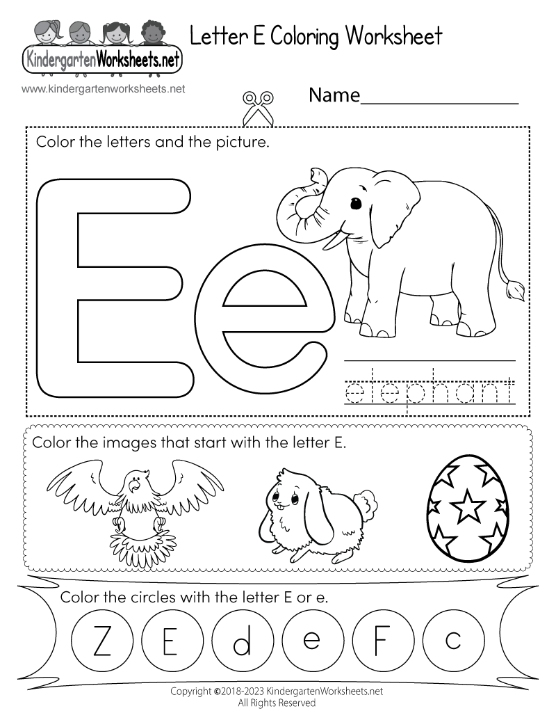 Letter E Printable Worksheets