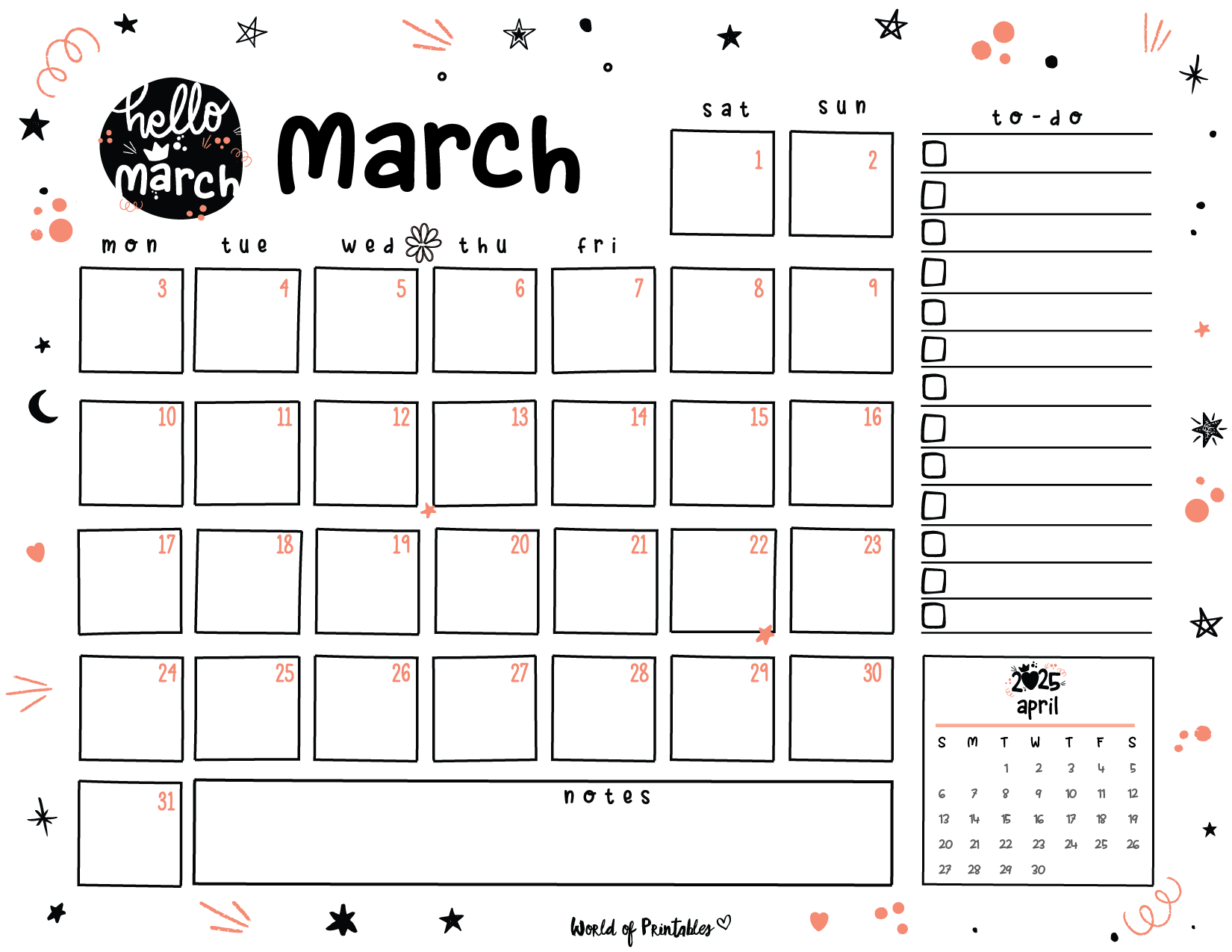 Free Printable March 2025 Planners World Of Printables