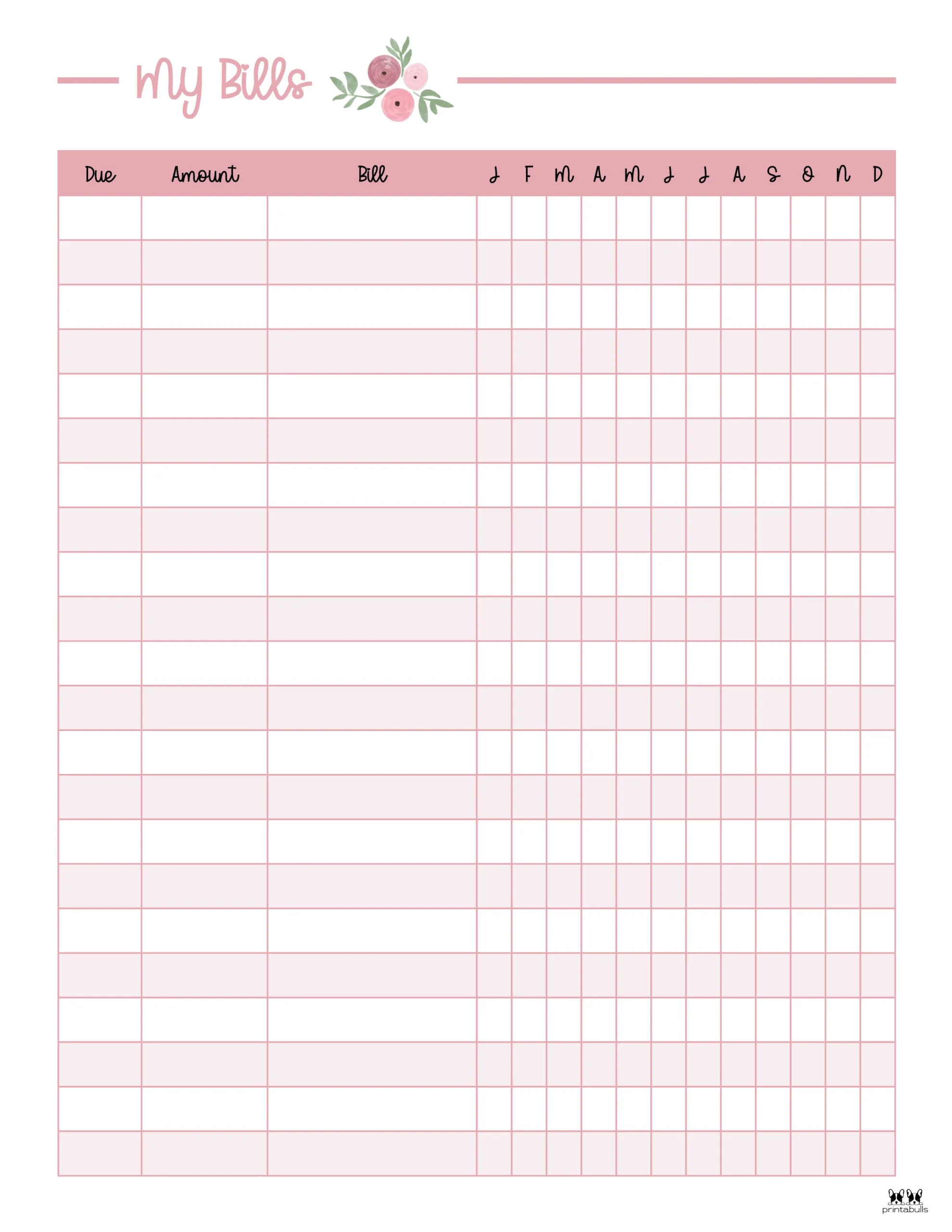 Free Printable Monthly Bill Organizer Printable Party Favors