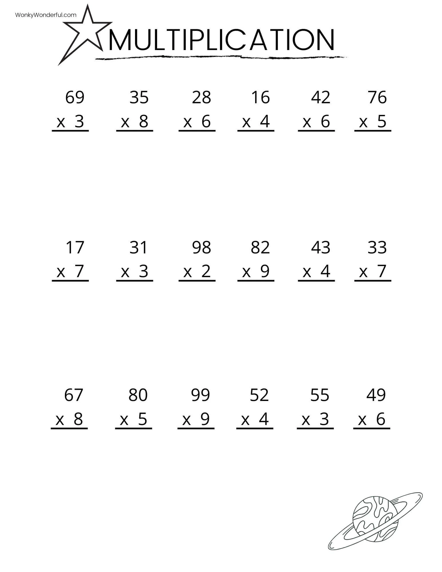 Multiplication Practice Sheets Printable Free