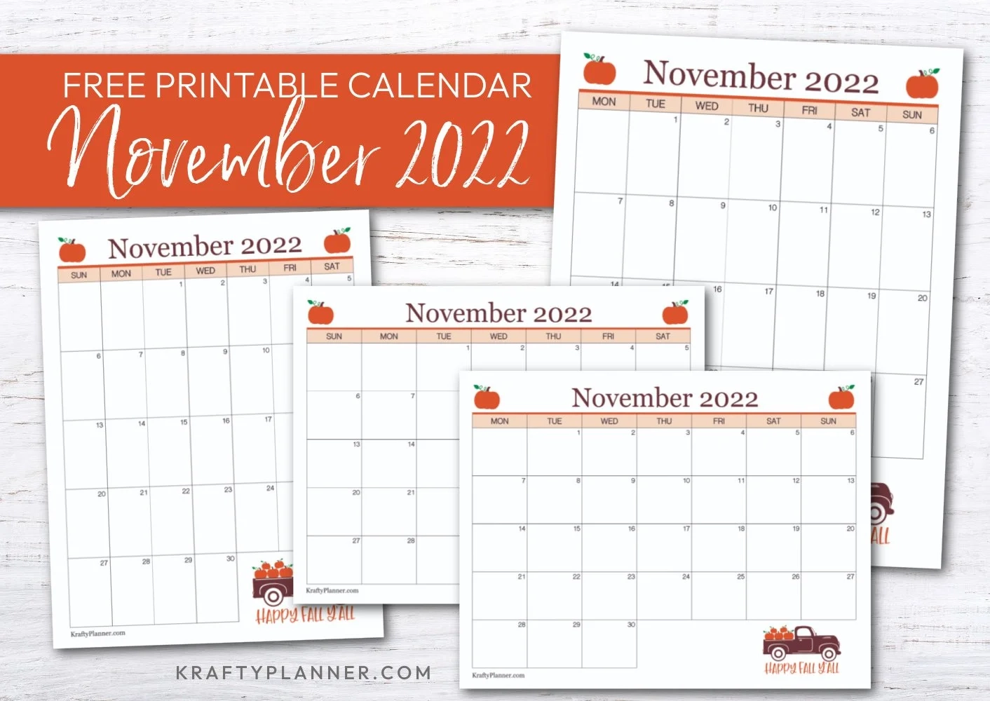 Free Printable November 2022 Calendar Krafty Planner