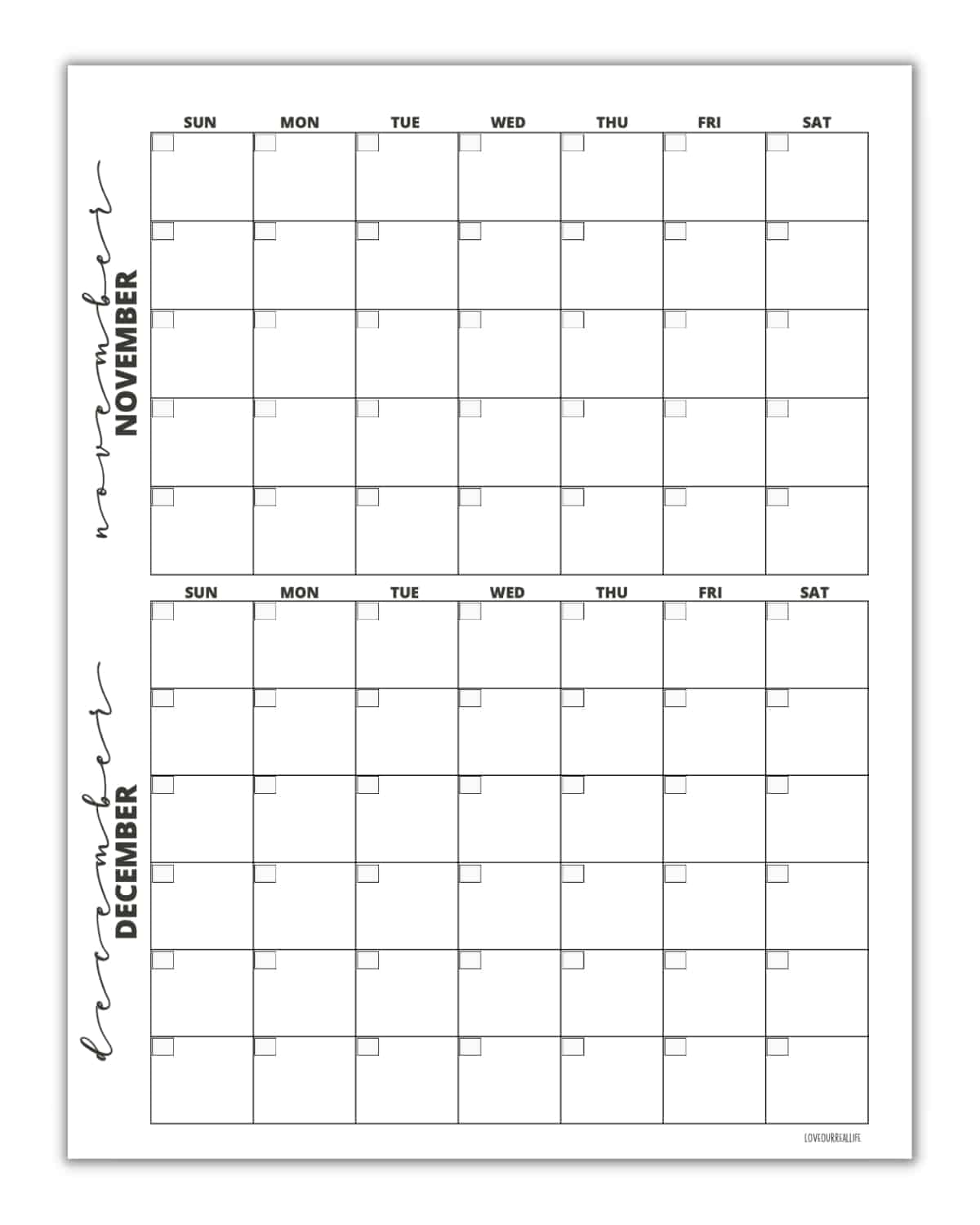 Free November Printable Calendar