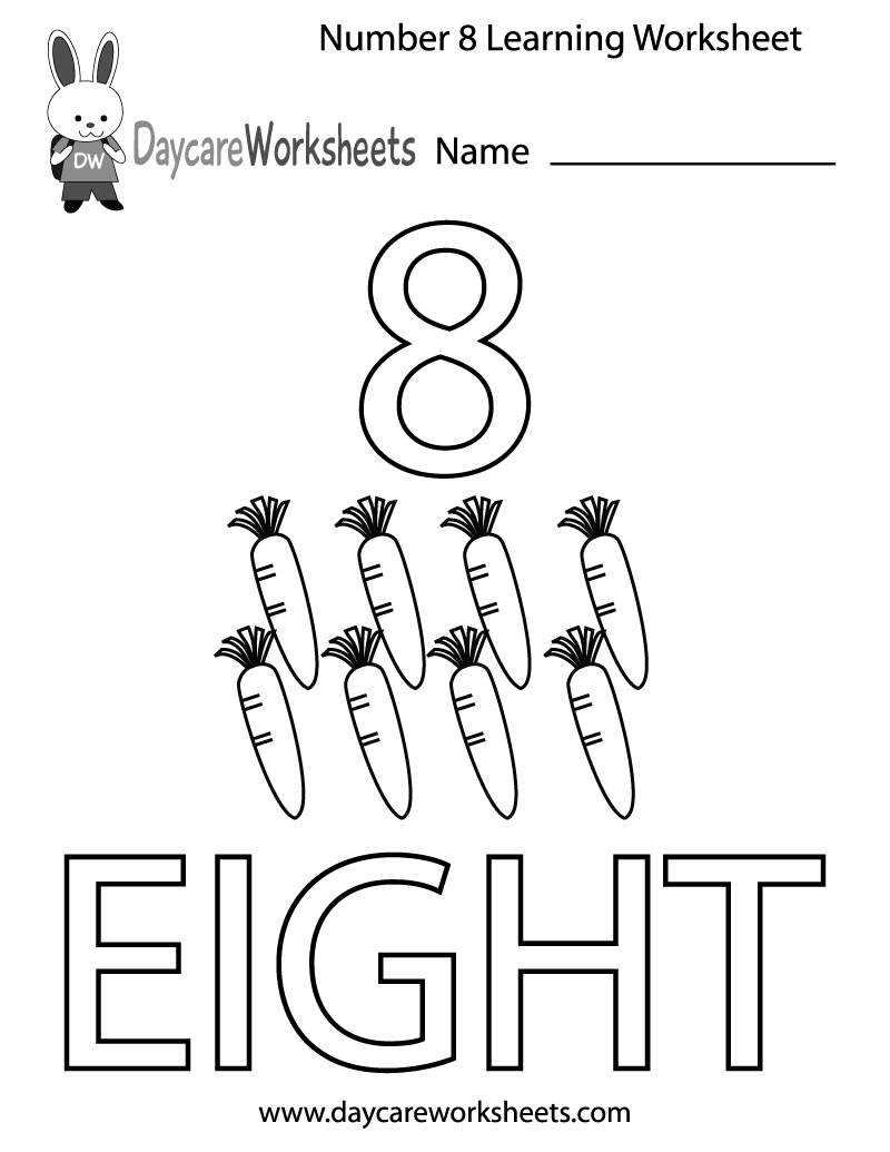 Free Printable Number Eight Learning Worksheet For Preschool