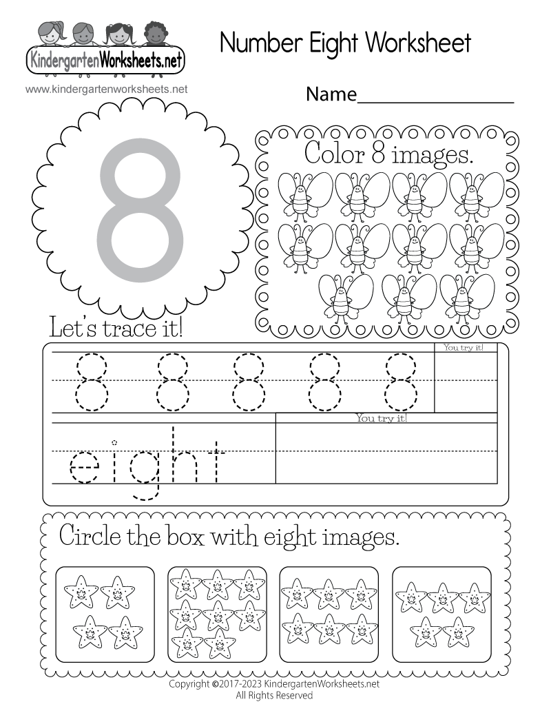 Number 8 Printable Worksheets