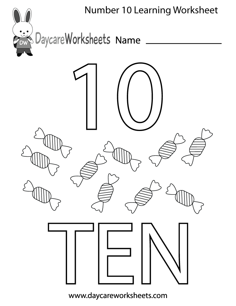 Number 10 Printable Worksheets