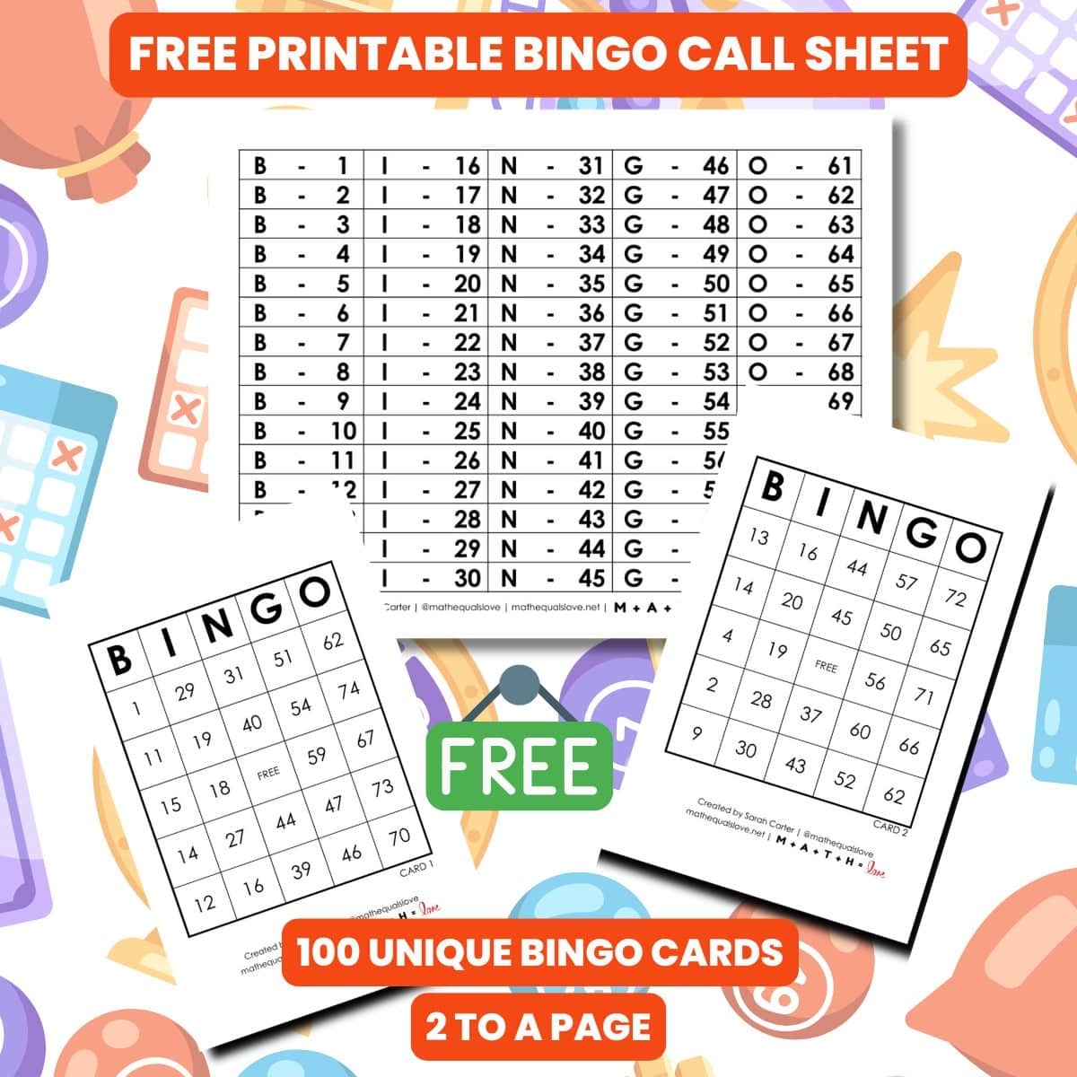 Free Printable PDF Bingo Cards And Call Sheet 1 75 