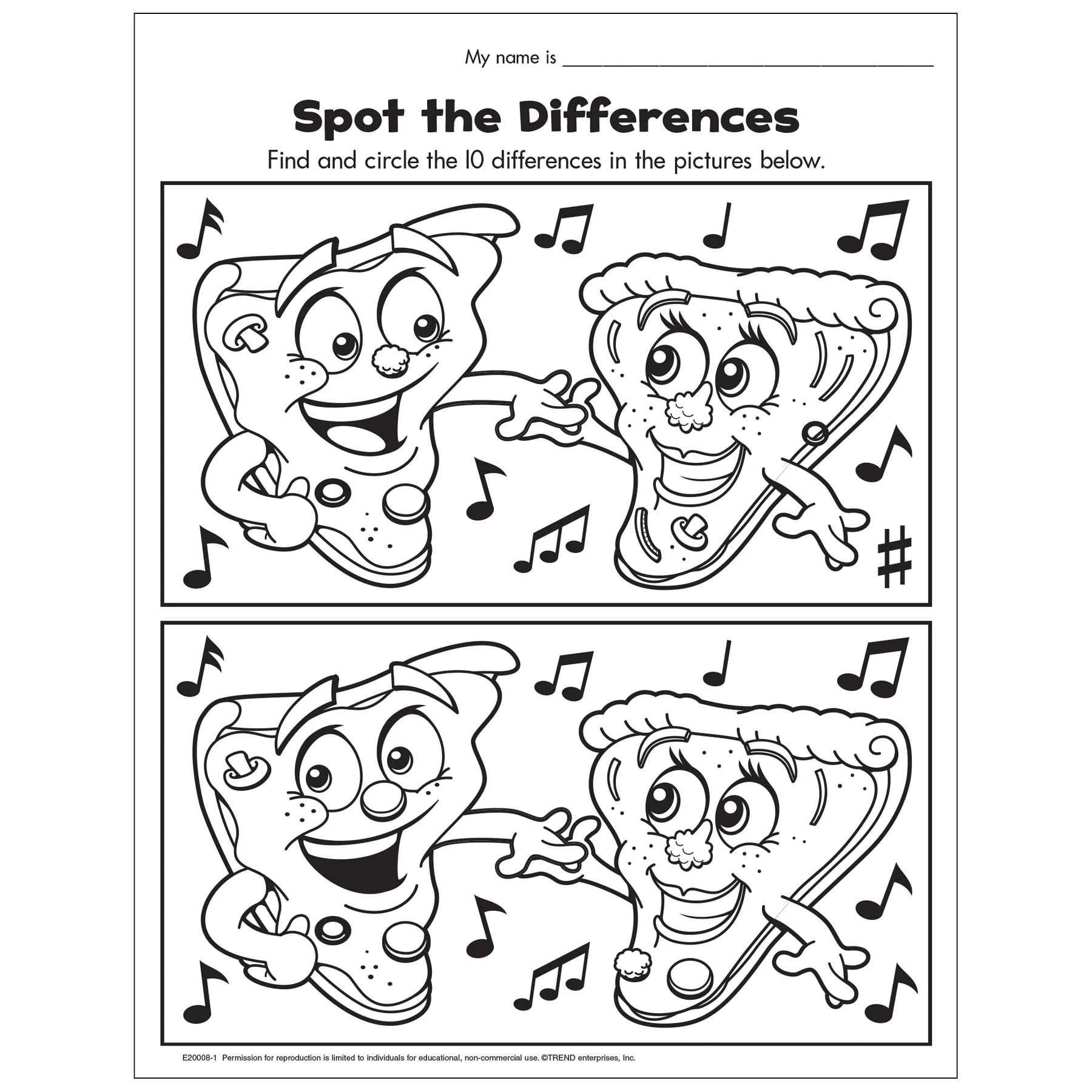 Free Printable Pizza Time Spot The Differences Activity Sheet 