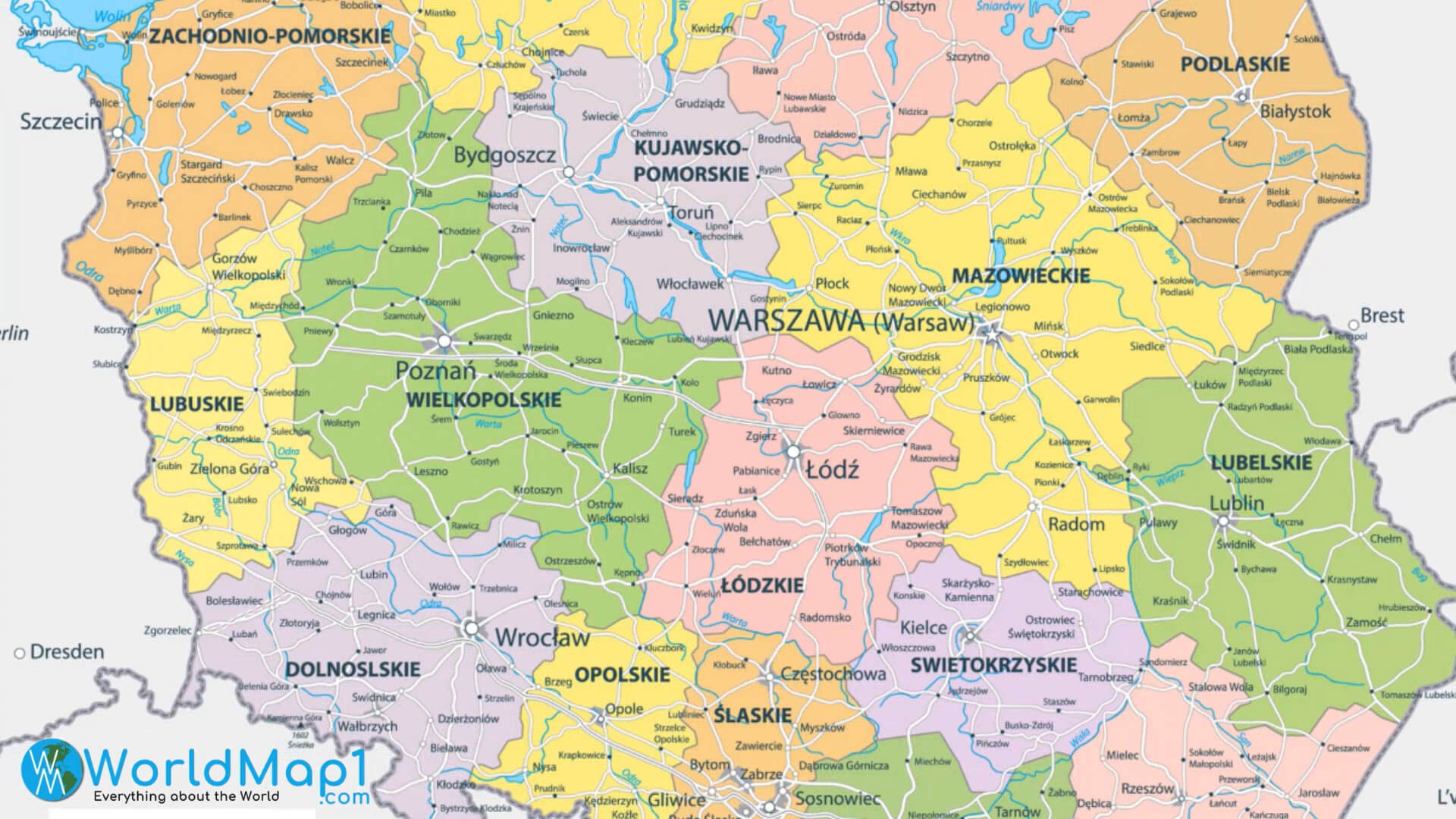 Free Printable Map Of Poland