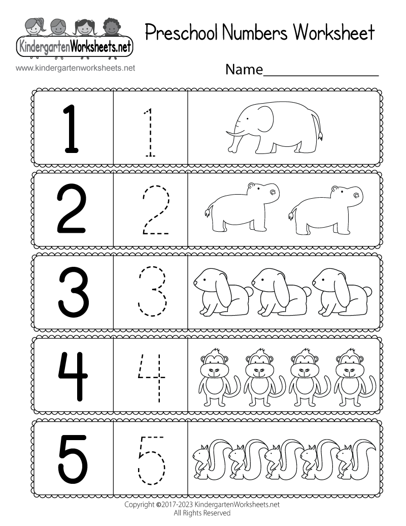 Number Printable Worksheets For Kindergarten