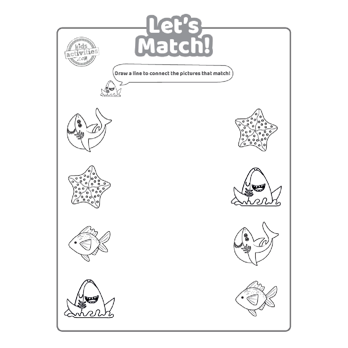 Free Printable Preschool Shark Matching Worksheet Kids Activities Blog Free Printable Preschool Shark Matching Worksheet Kids Activities Blog